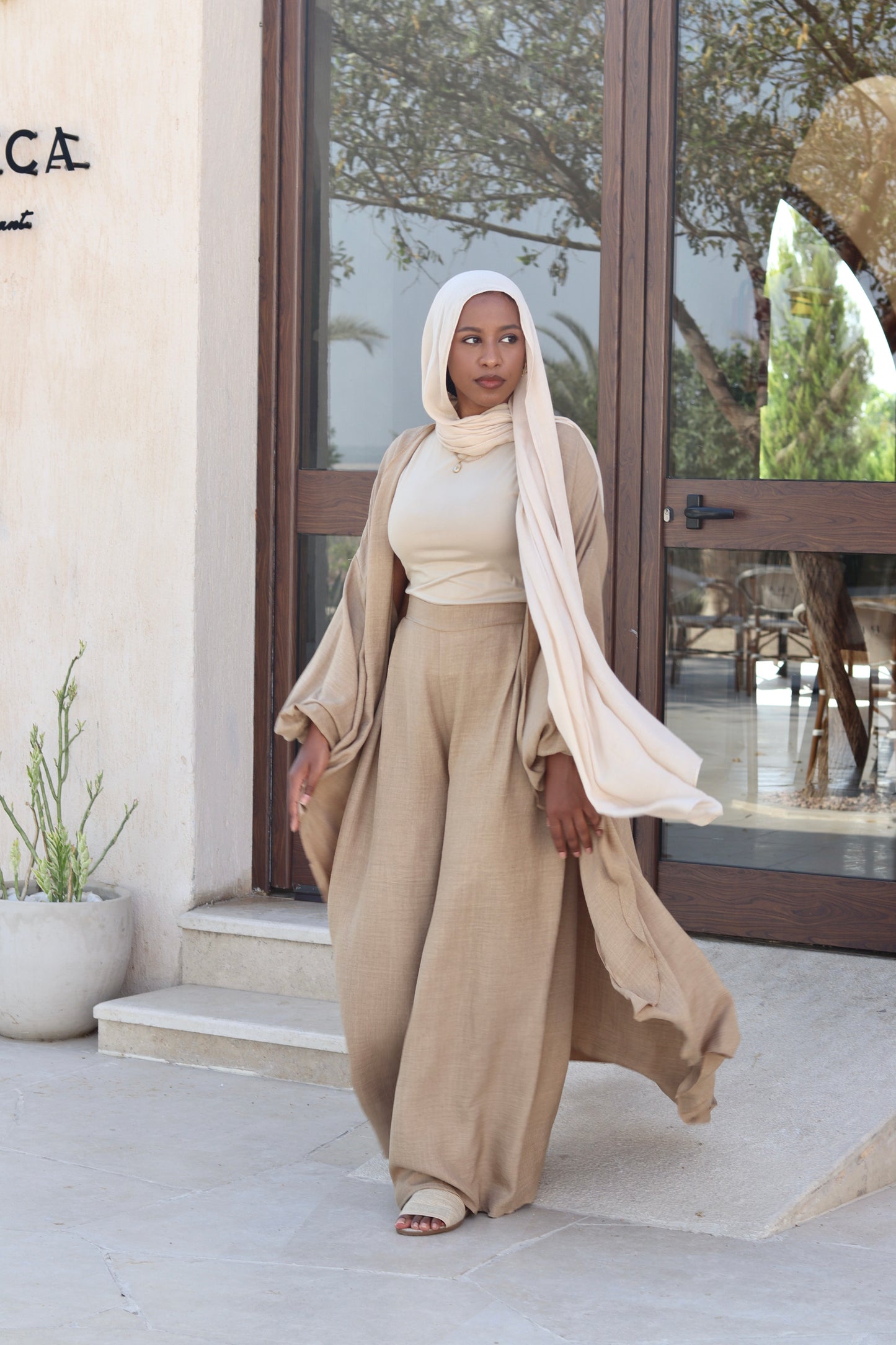 Melissa Set|Cardigan|Pants In Dark-Beige