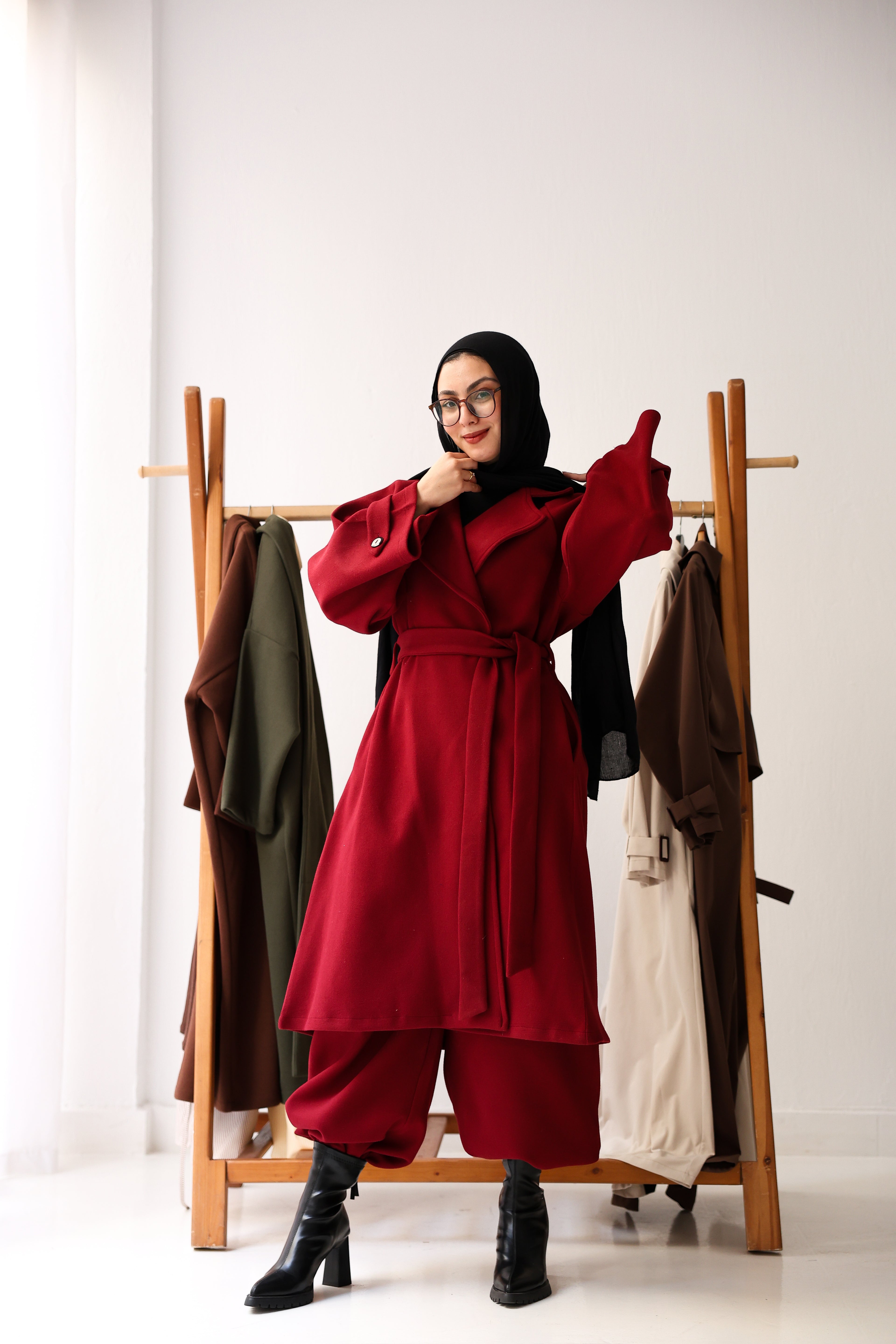 Eloria Coat In Burgundy