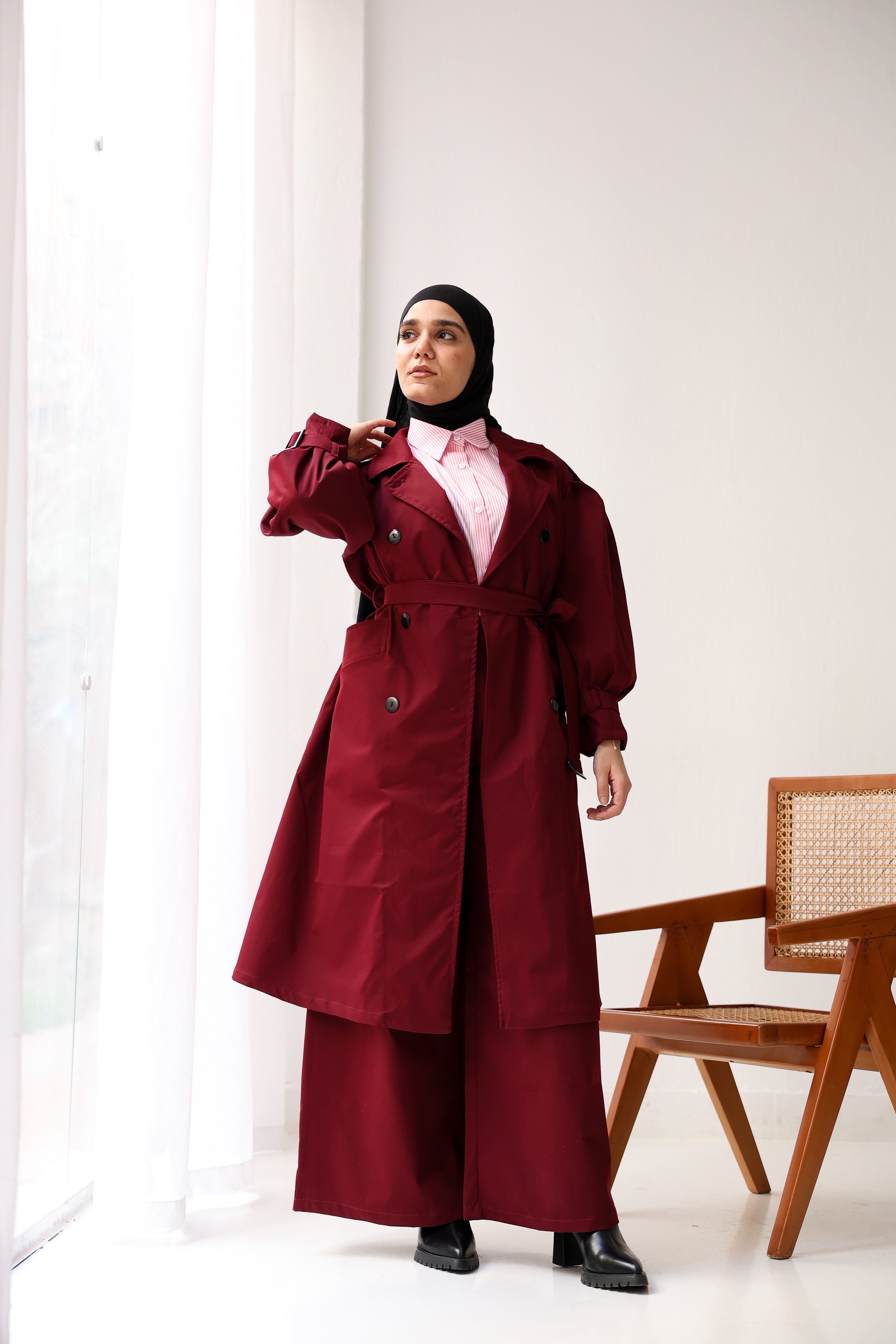 Elara Coat In Burgundy