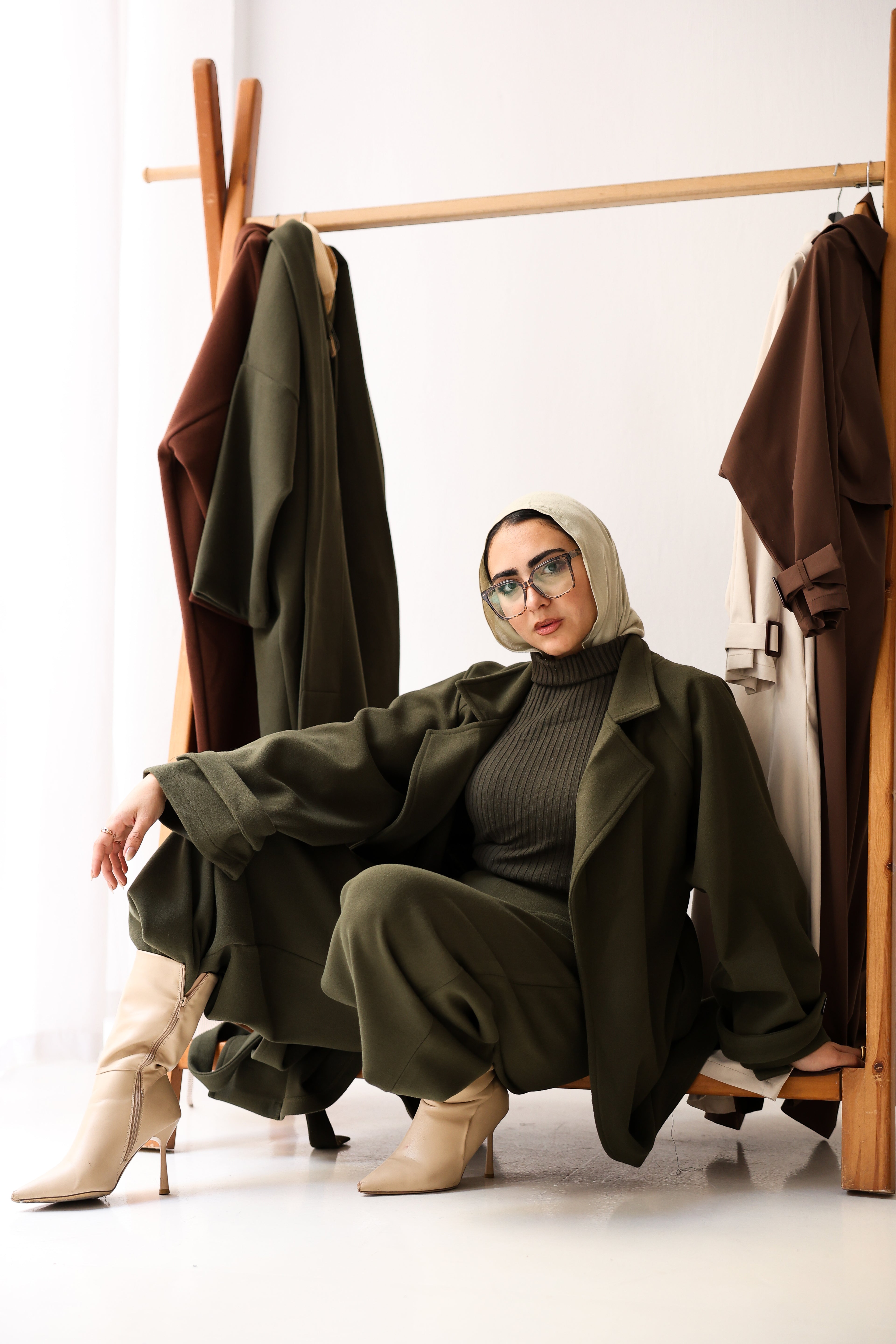 Eloria Coat In Olive-Green