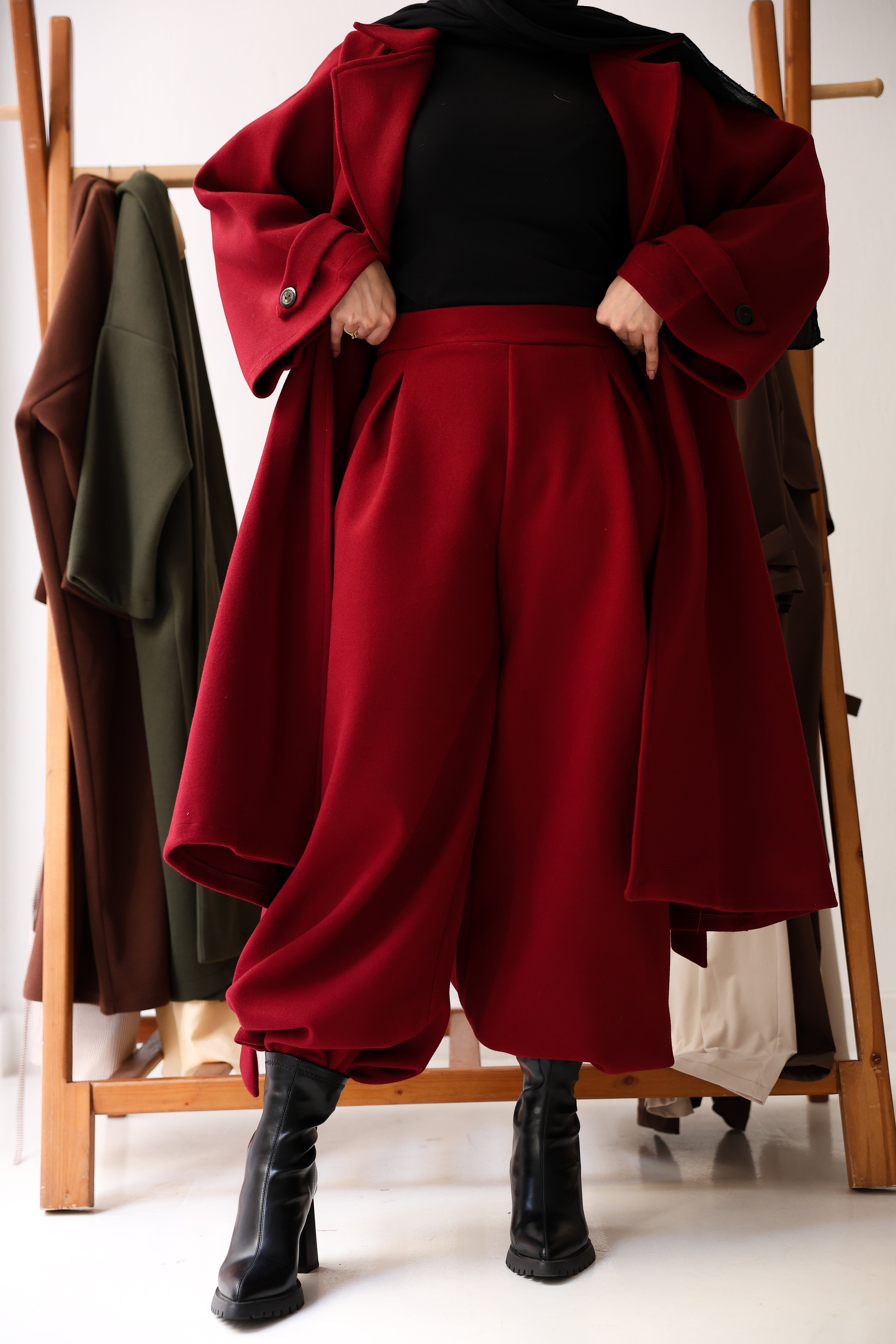 Eloria Coat In Burgundy