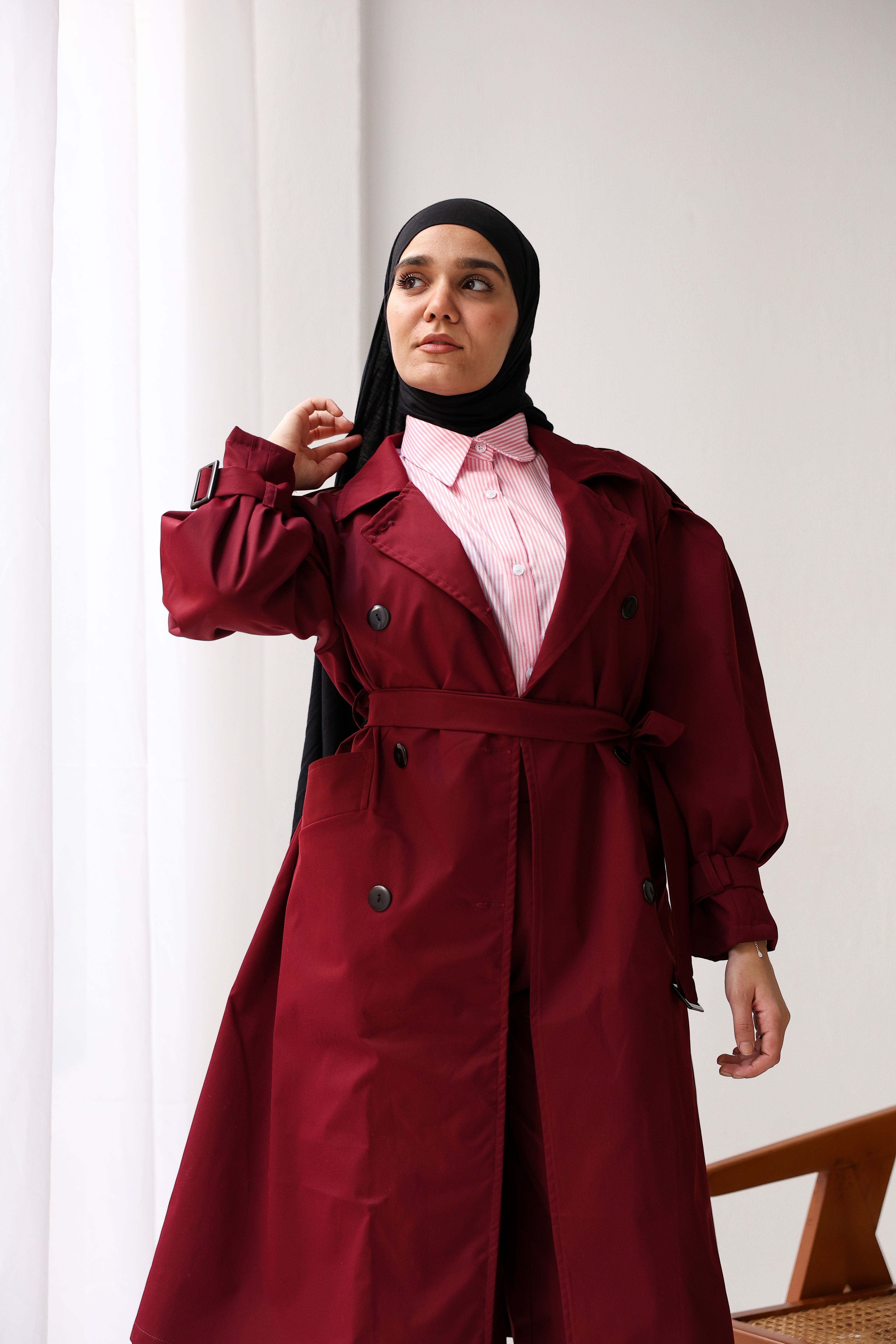 Elara Coat In Burgundy
