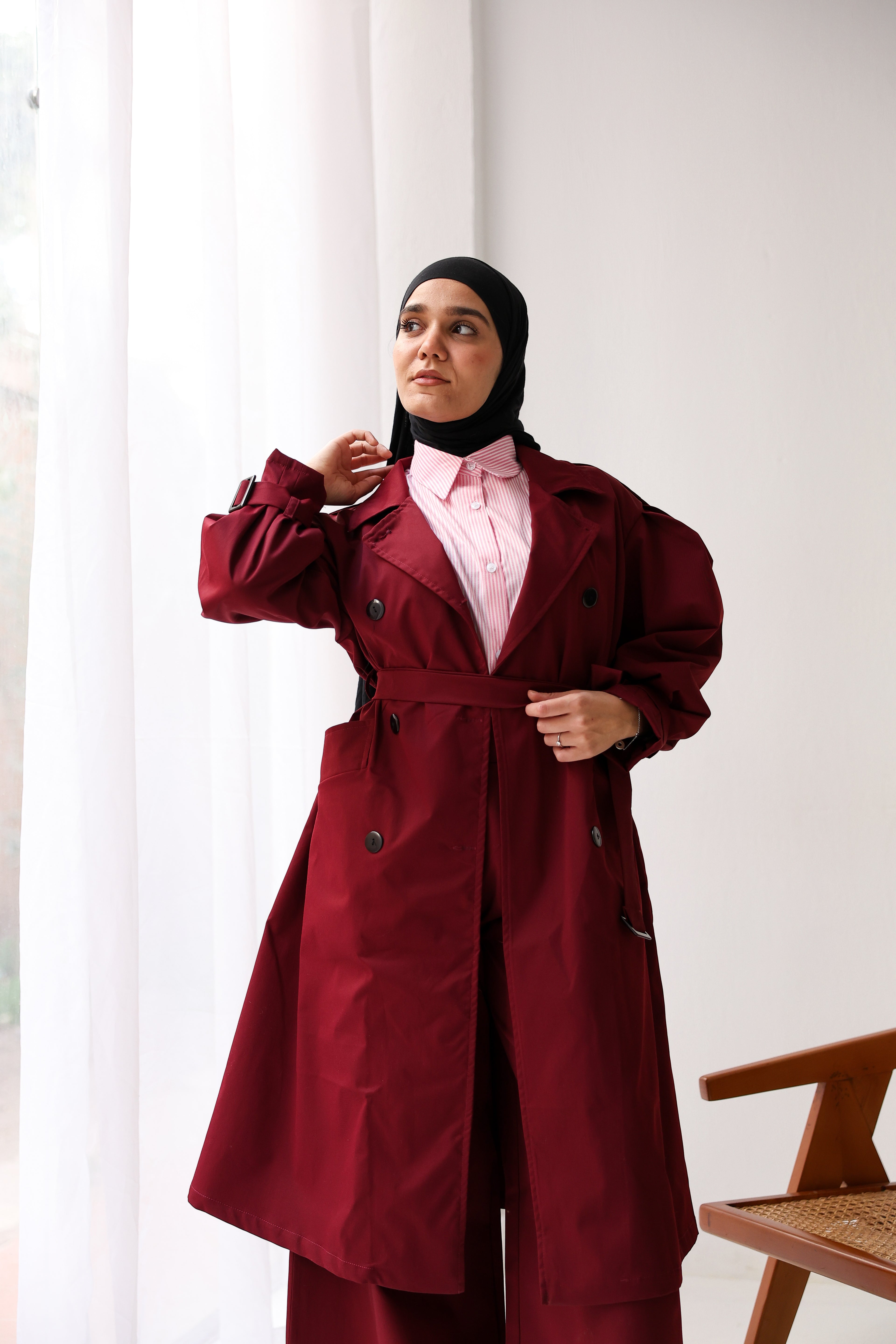 Elara Coat In Burgundy