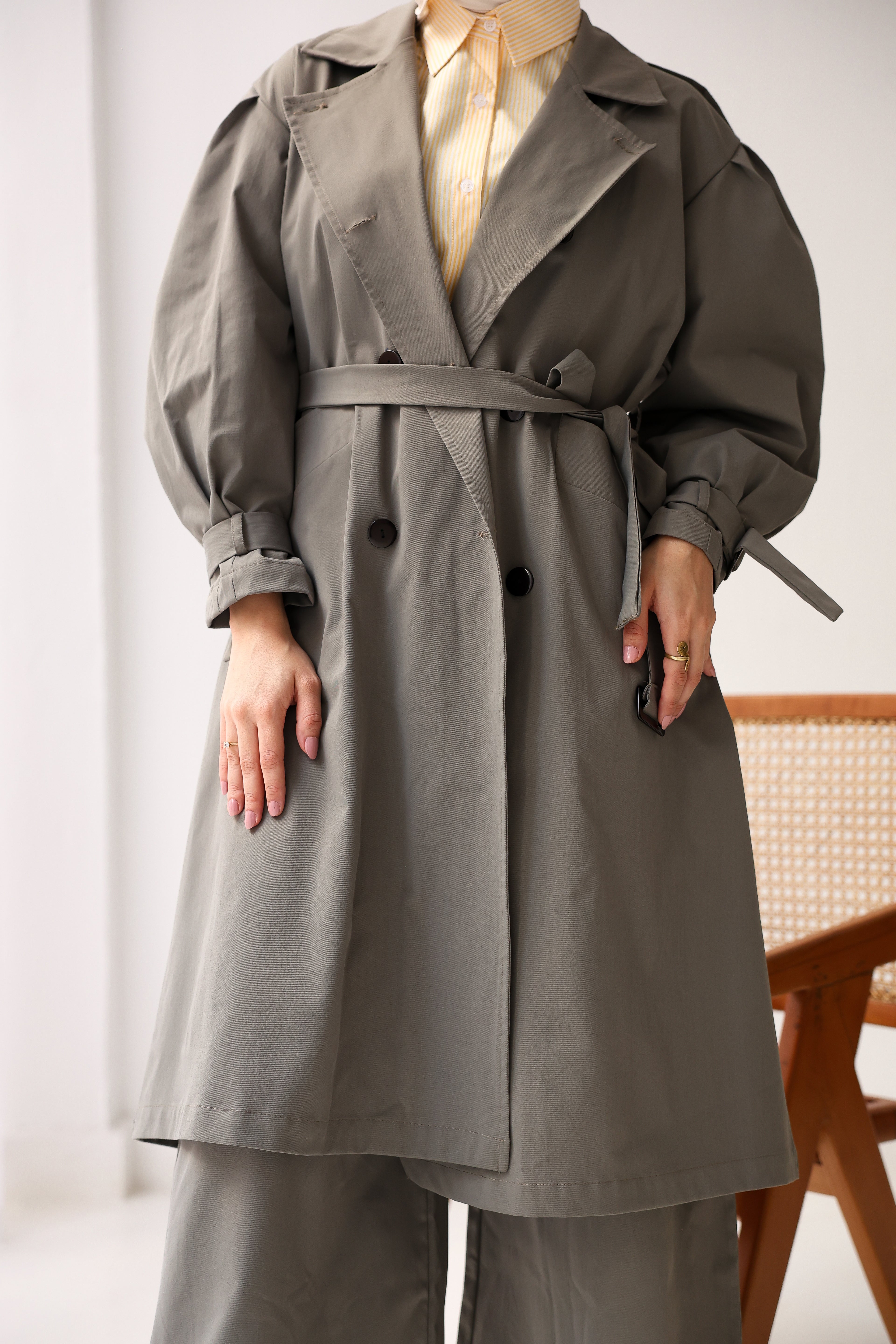 Elara Coat In Warm Taupe