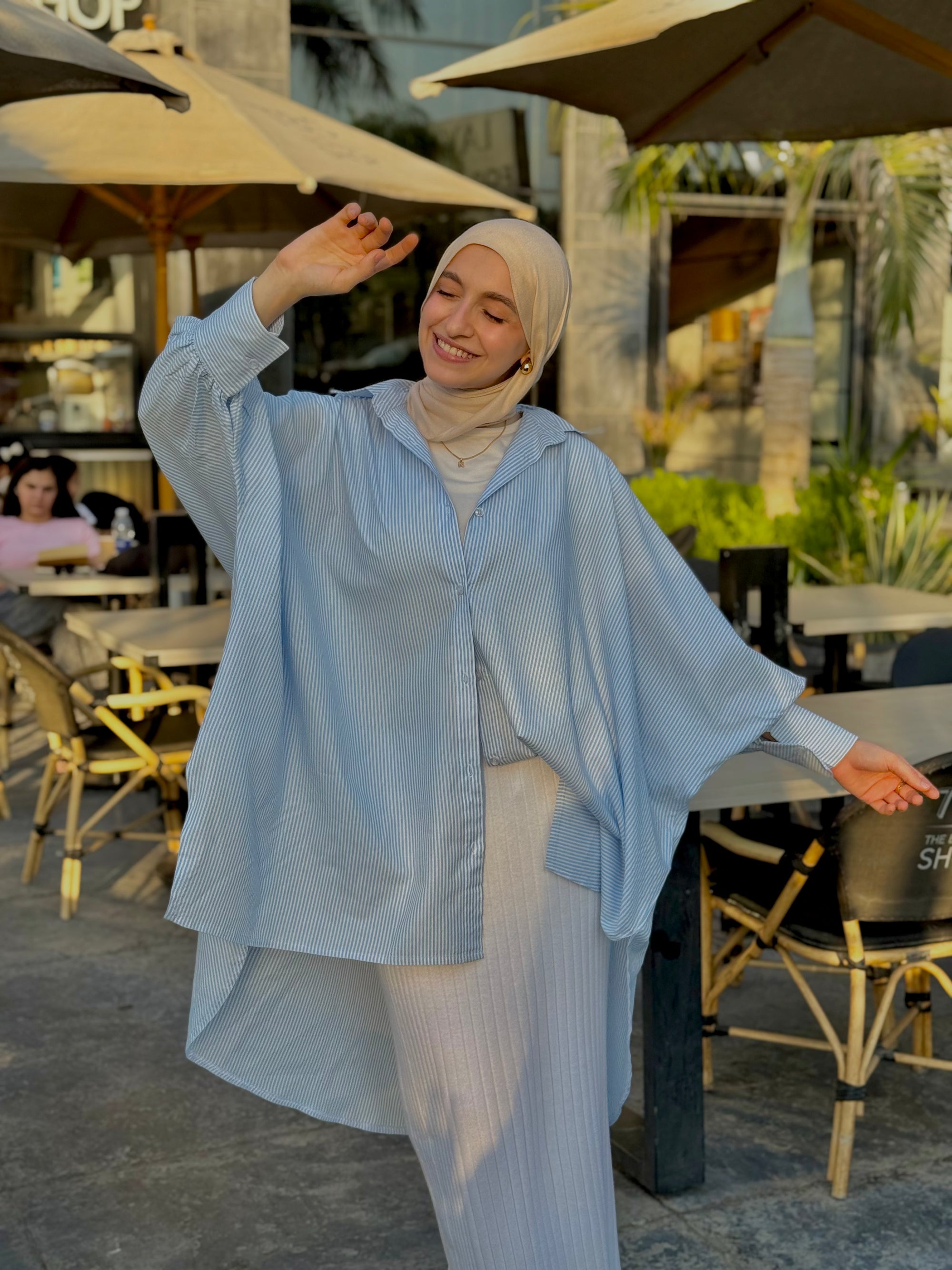 Striped Shirt In Baby Blue