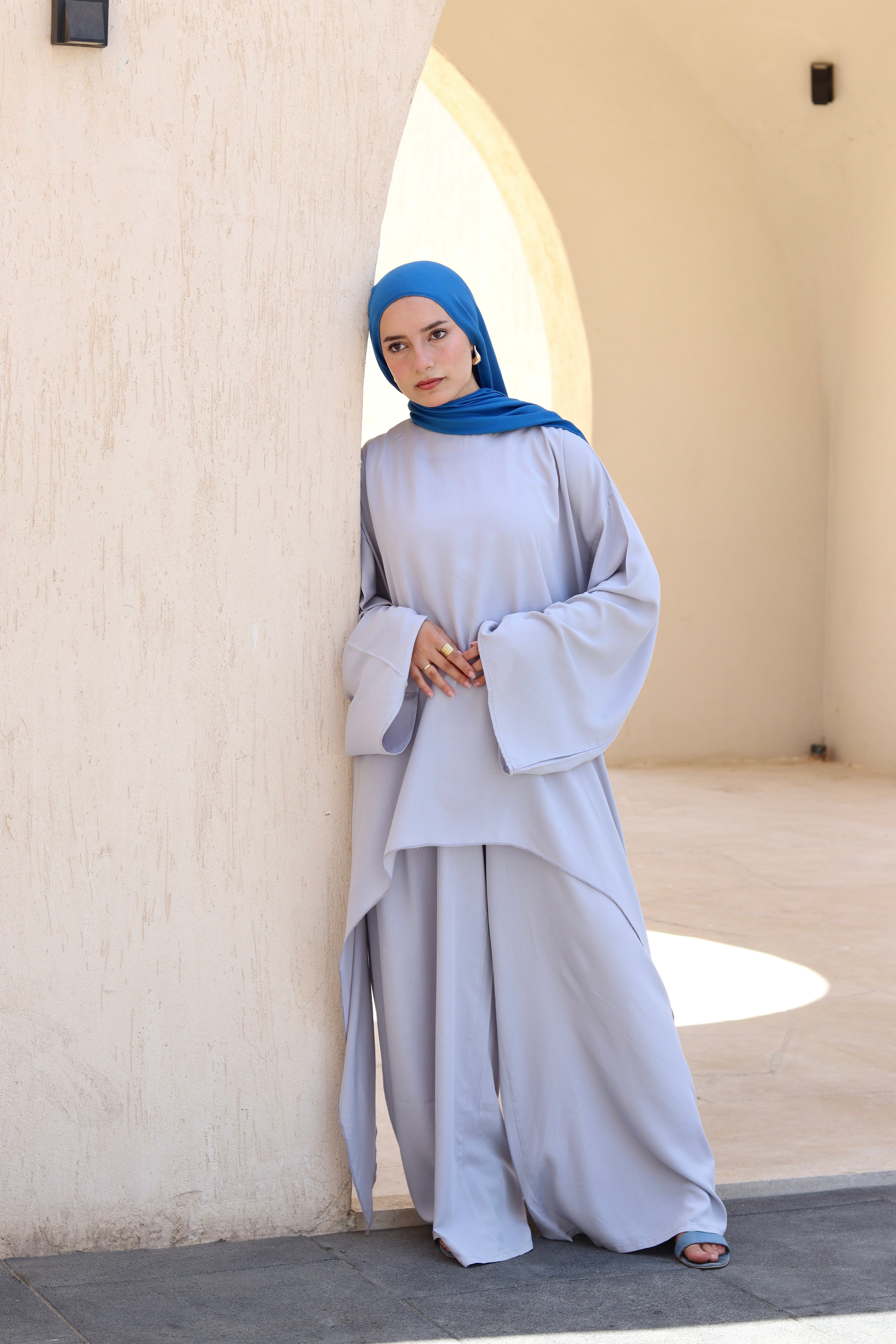Laiana Set|Blouse|Pants In Light-Grey