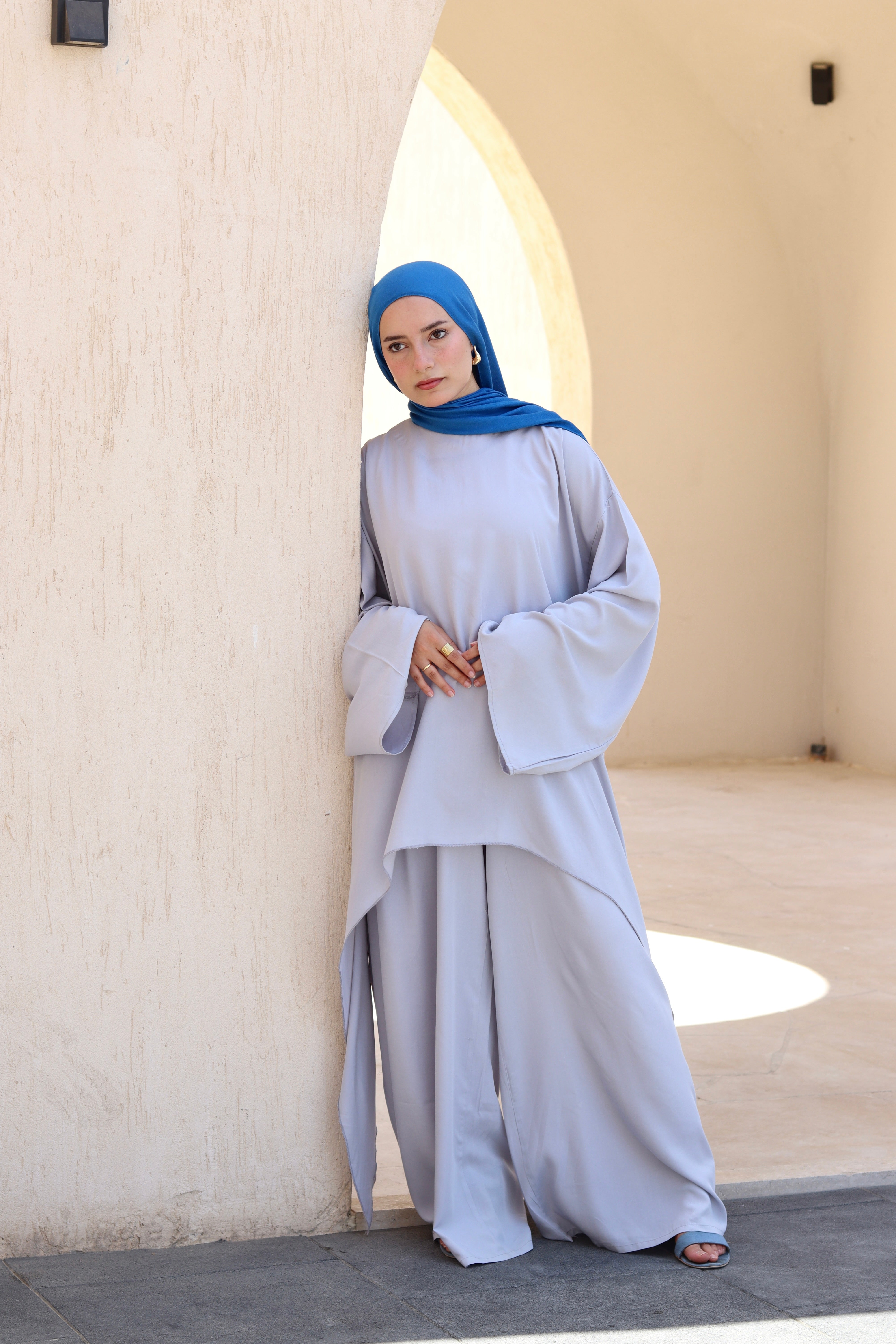 Laiana Set|Blouse|Pants In Light-Grey