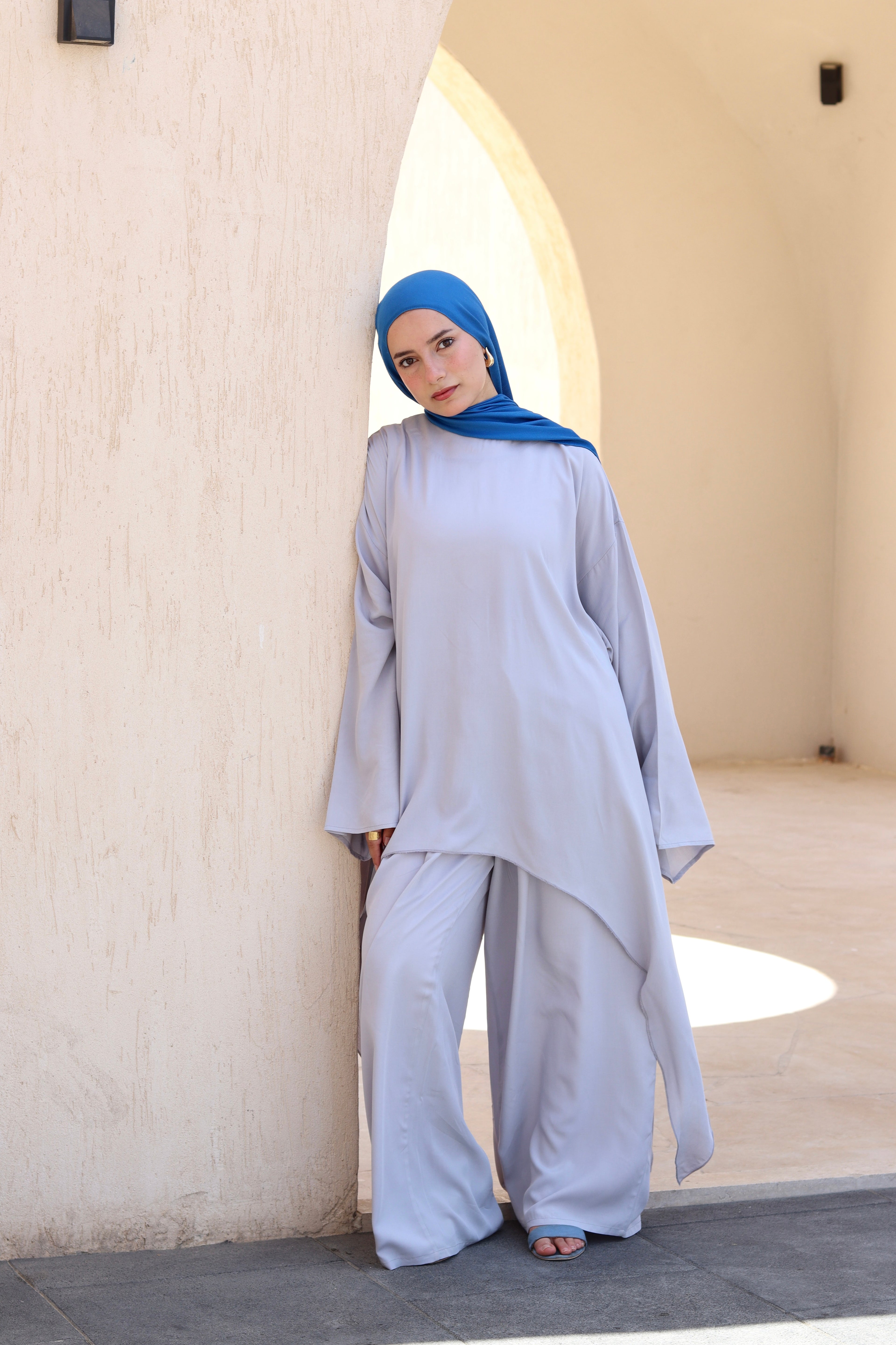 Laiana Set|Blouse|Pants In Light-Grey