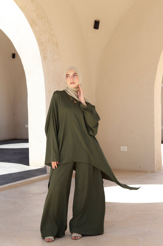Laiana Set|Blouse|Pants In Olive-Green