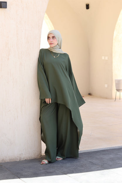 Laiana Set|Blouse|Pants In Olive-Green