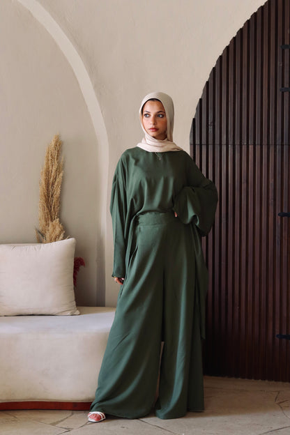 Liliana Set|Blouse|Pants In Olive-Green