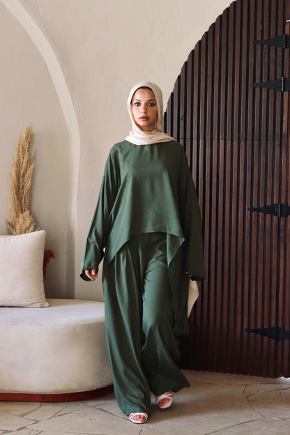 Liliana Set|Blouse|Pants In Olive-Green