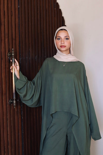 Liliana Set|Blouse|Pants In Olive-Green