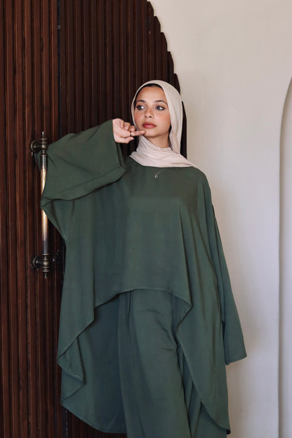Liliana Set|Blouse|Pants In Olive-Green