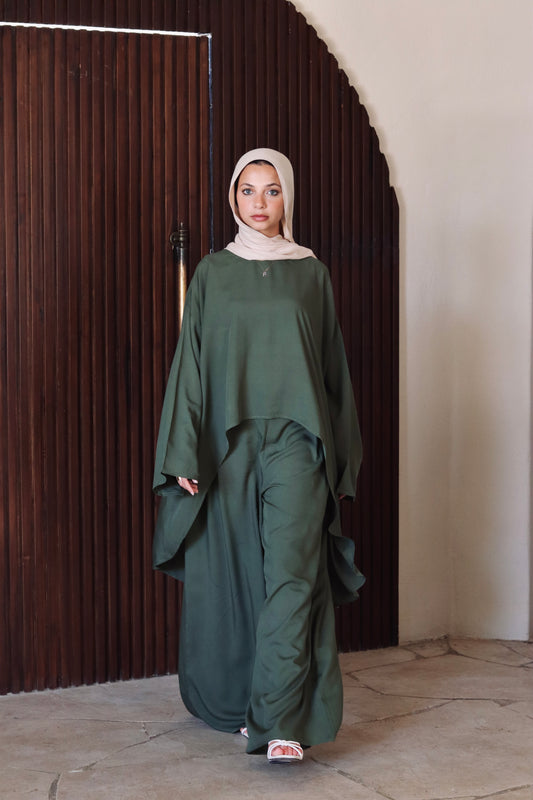 Liliana Set|Blouse|Pants In Olive-Green
