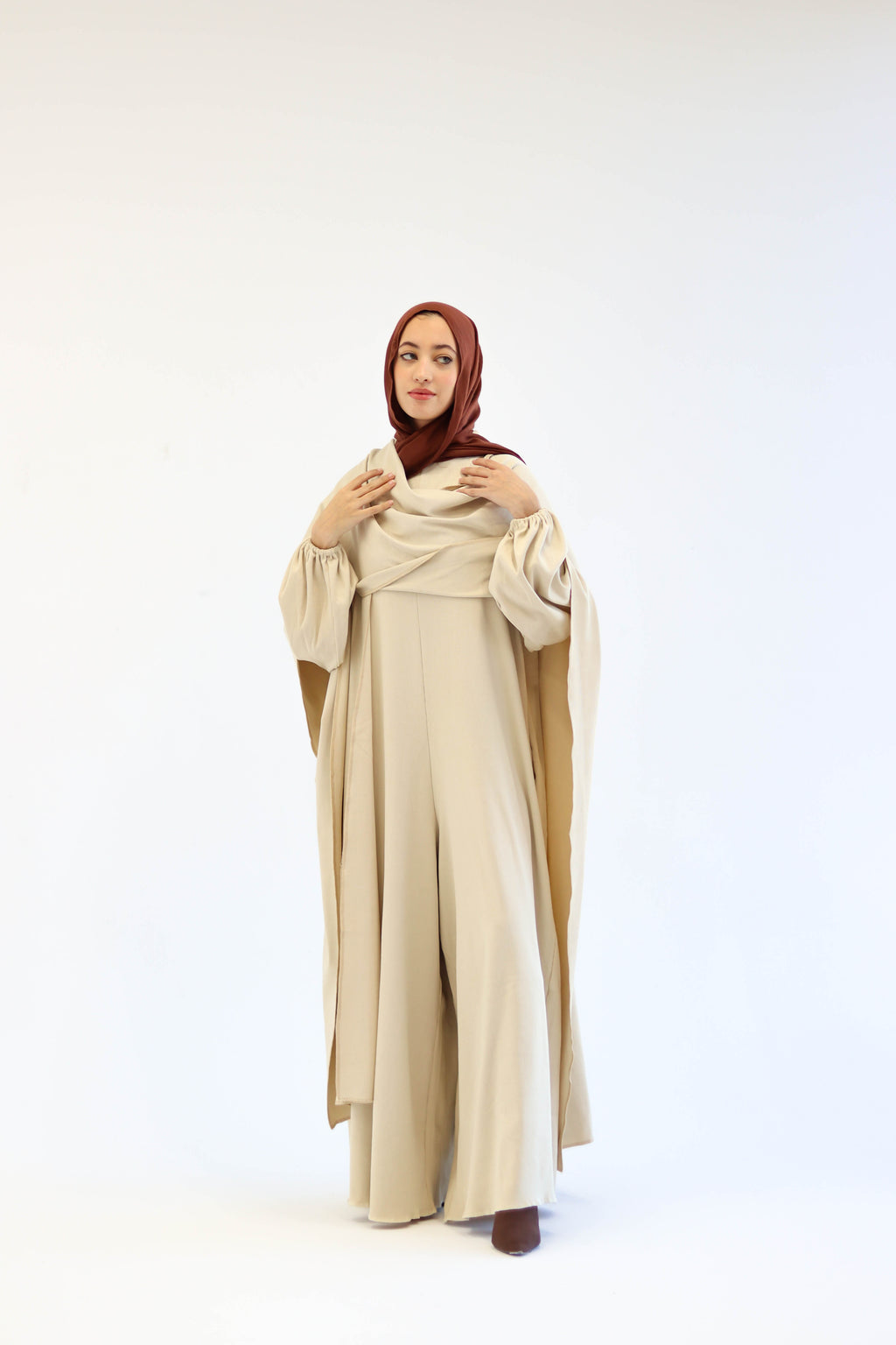 Asiia Set|Cape|Jumpsuit In Beige