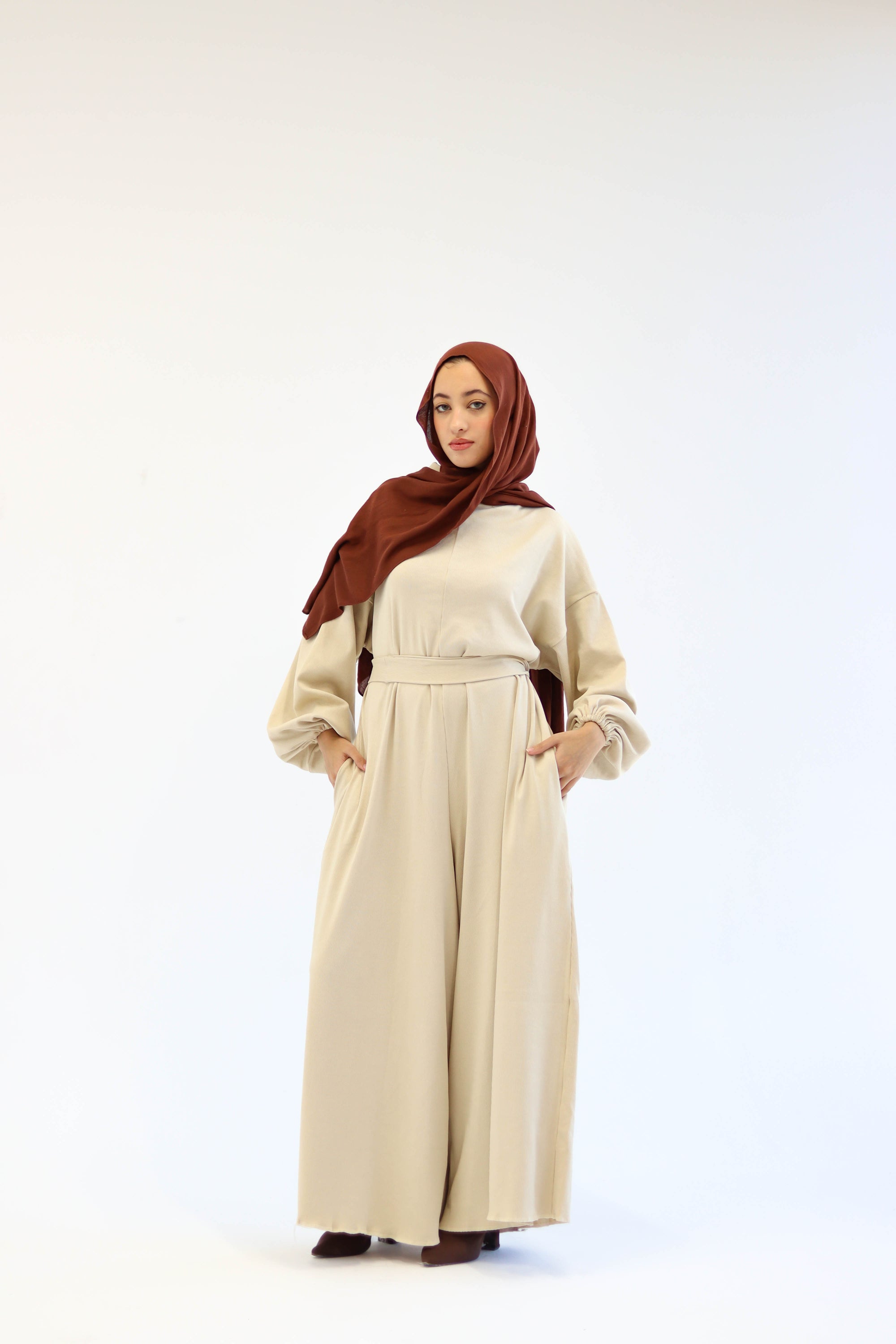 Asiia Set|Cape|Jumpsuit In Beige
