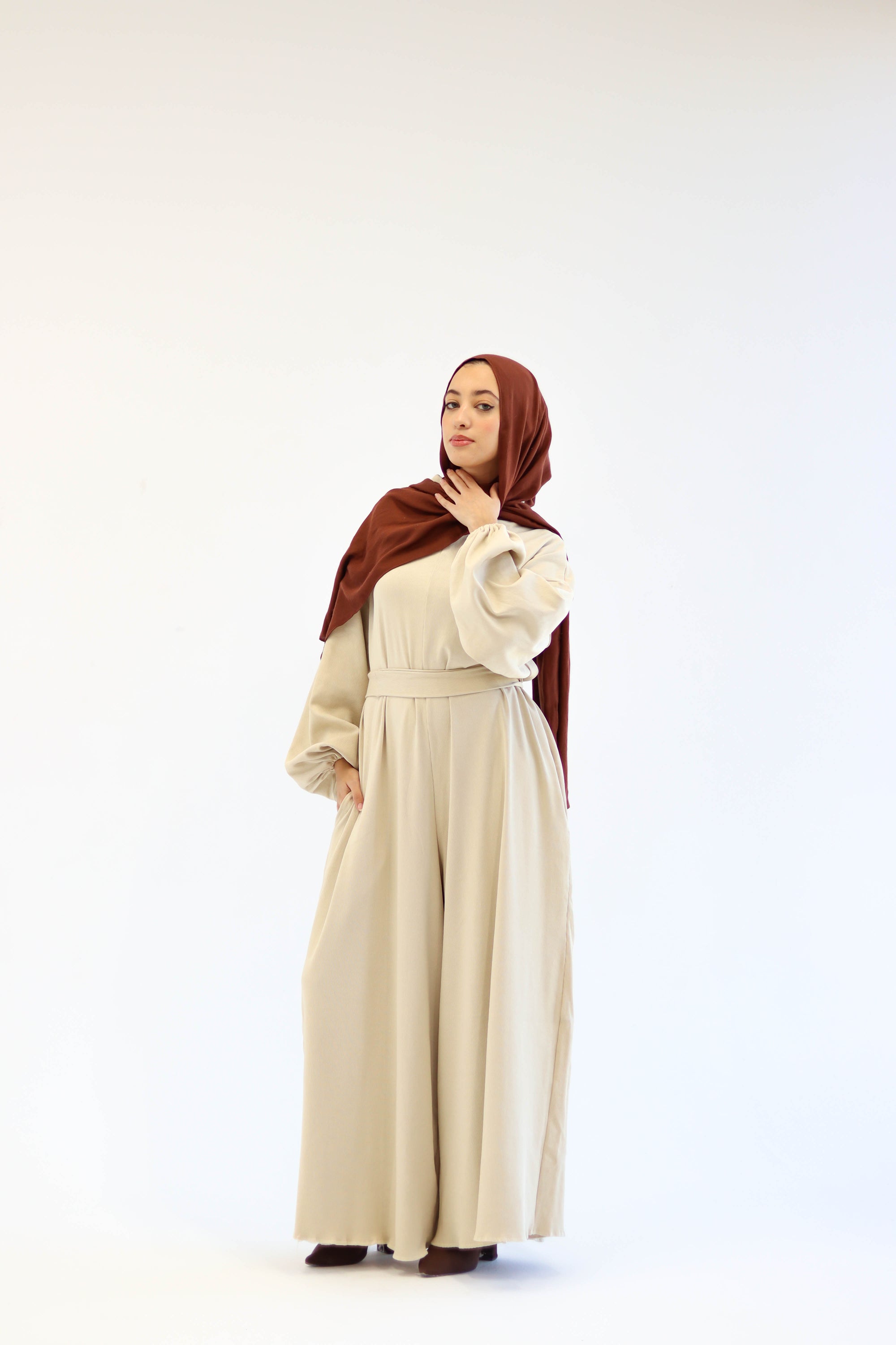 Asiia Set|Cape|Jumpsuit In Beige