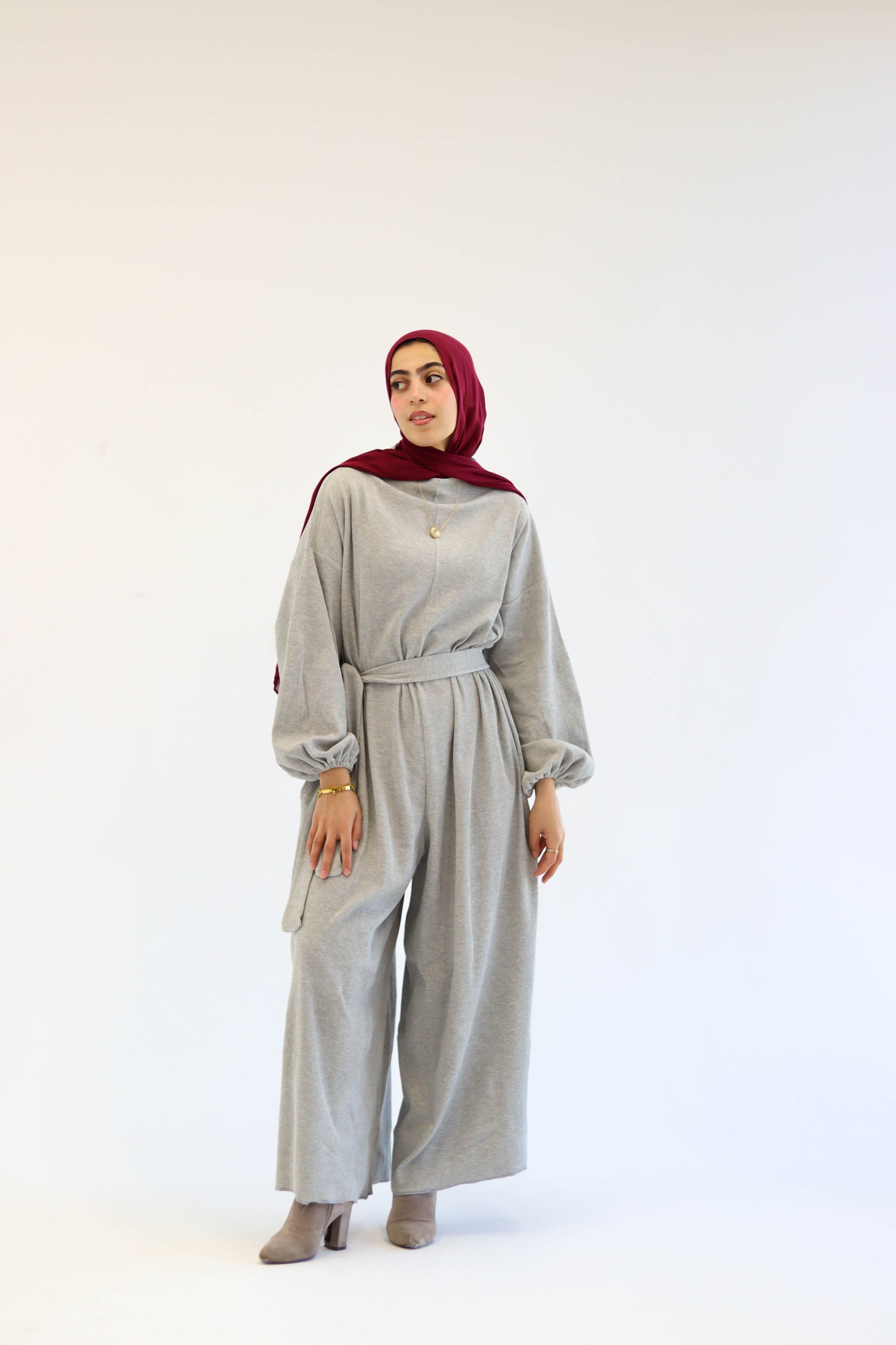 Asiia Set|Cape|Jumpsuit In Light-Grey