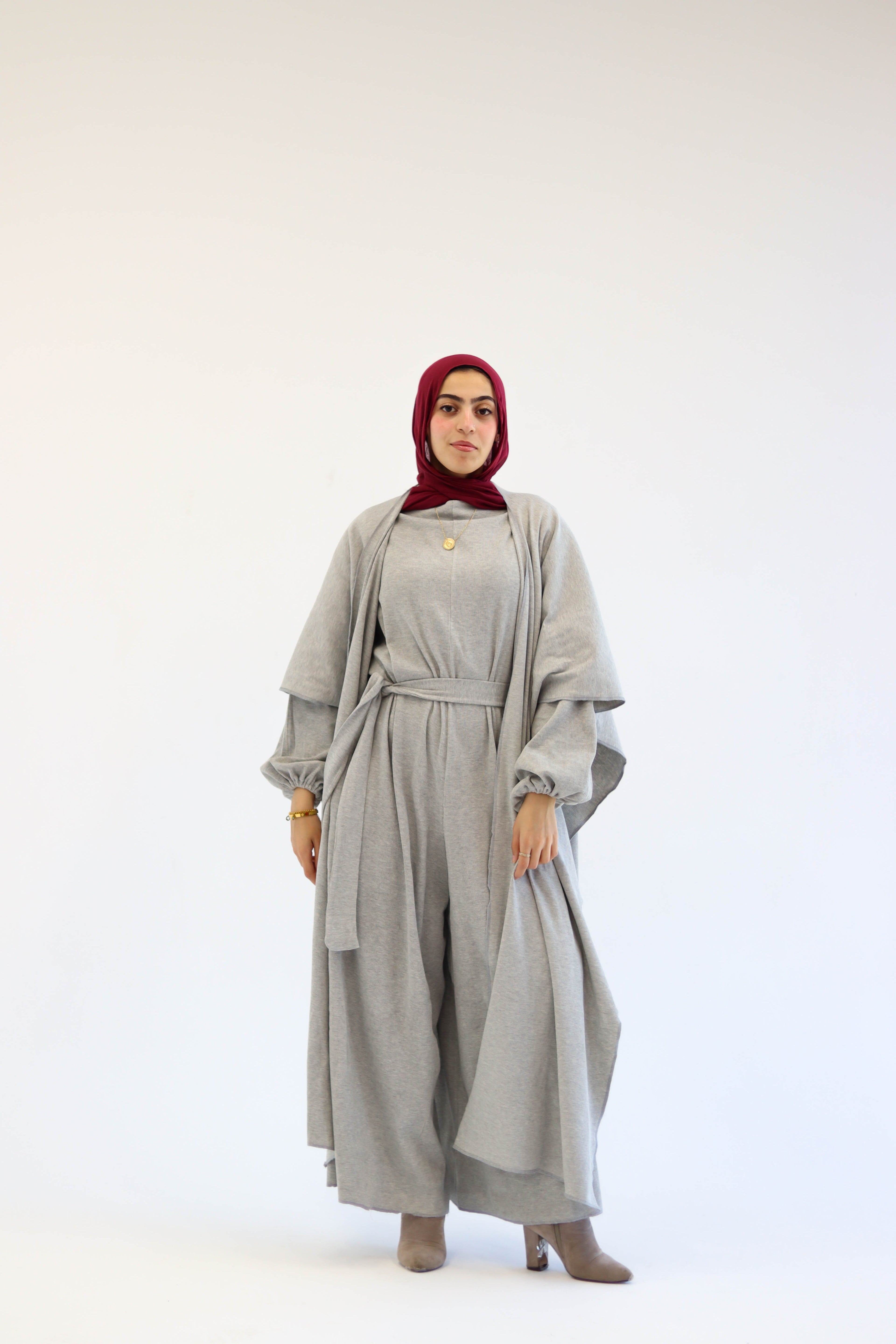Asiia Set|Cape|Jumpsuit In Light-Grey