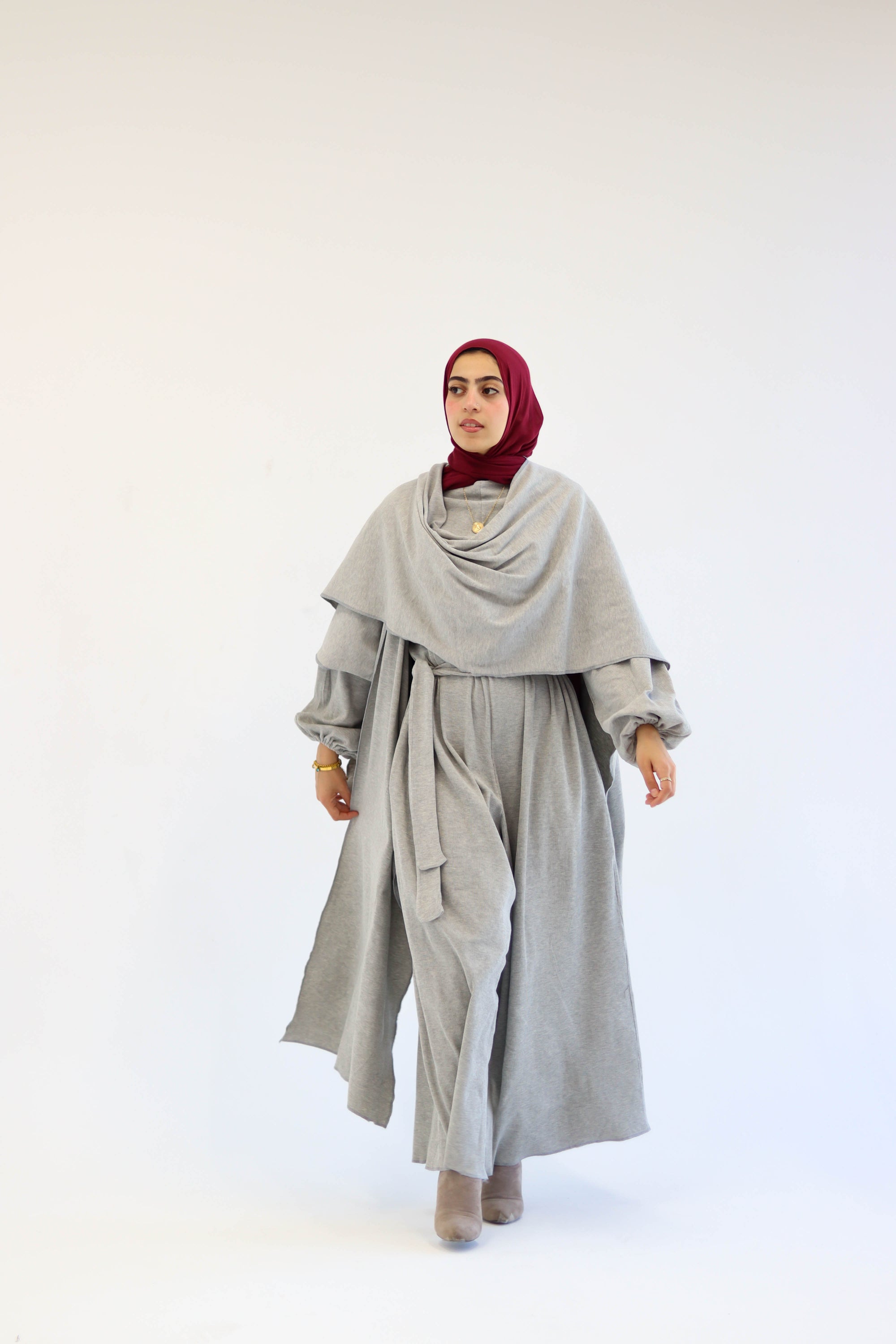 Asiia Set|Cape|Jumpsuit In Light-Grey