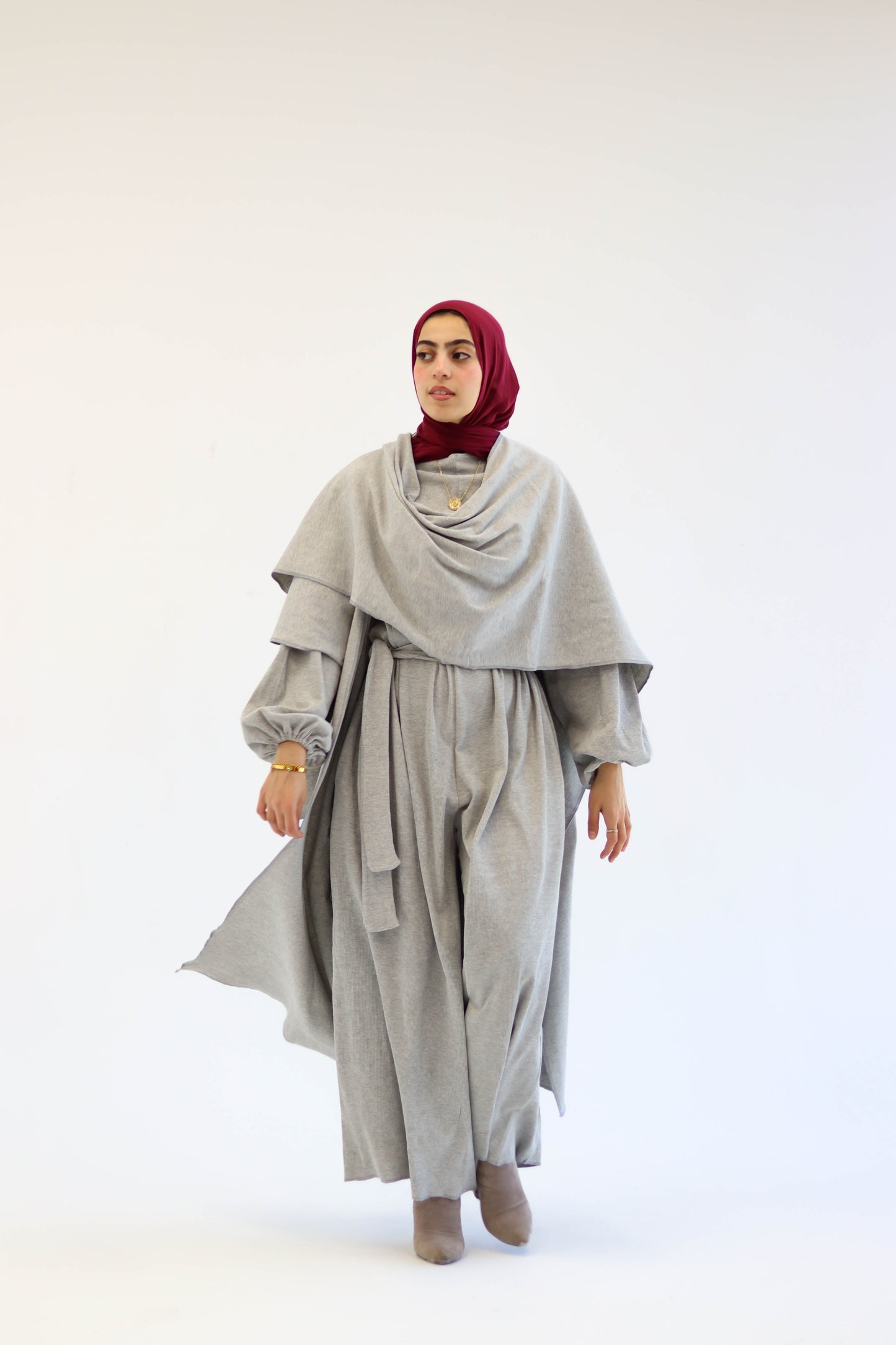 Asiia Set|Cape|Jumpsuit In Light-Grey