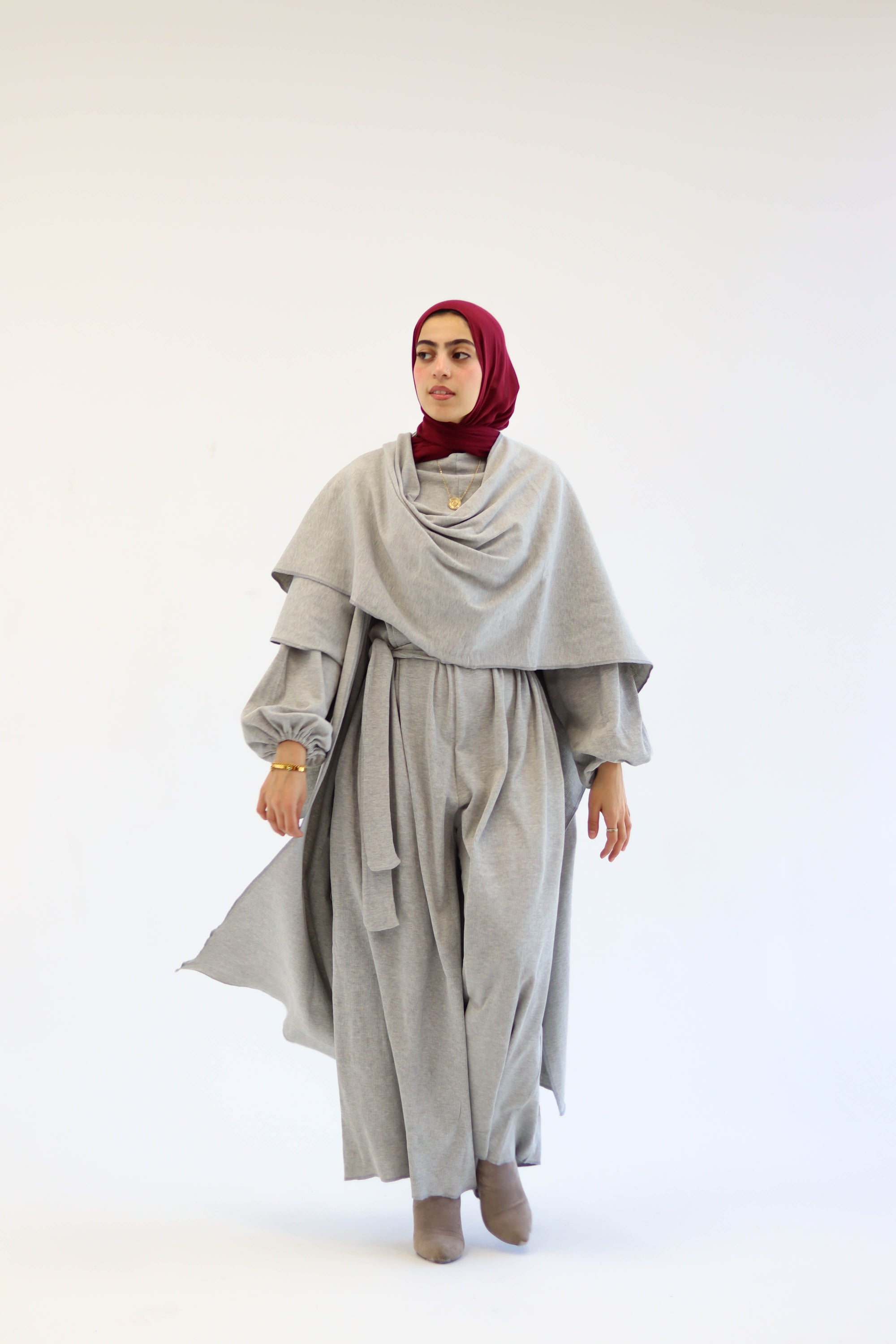 Asiia Set|Cape|Jumpsuit In Light-Grey