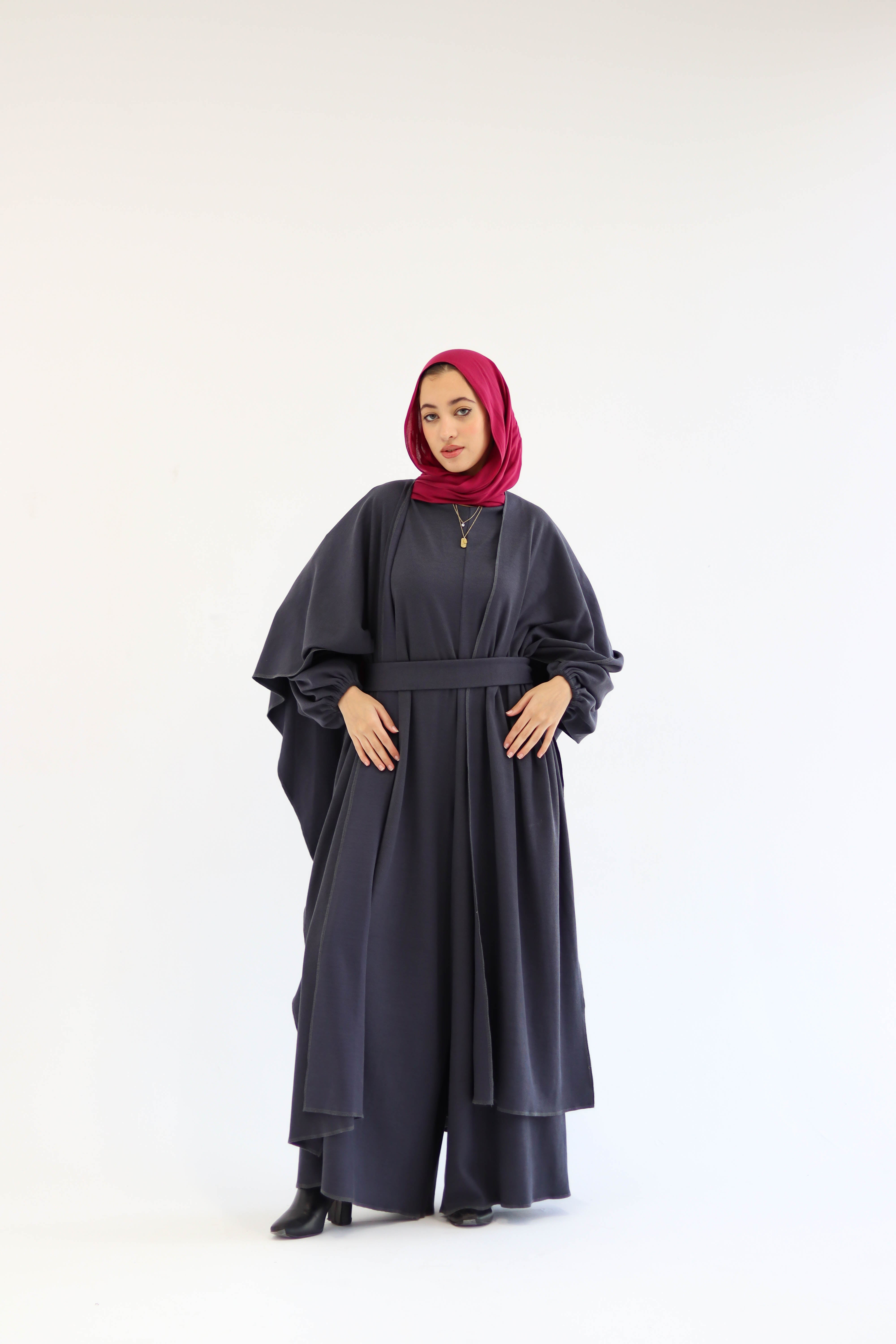 Asiia Set|Cape|Jumpsuit In Dark-Grey
