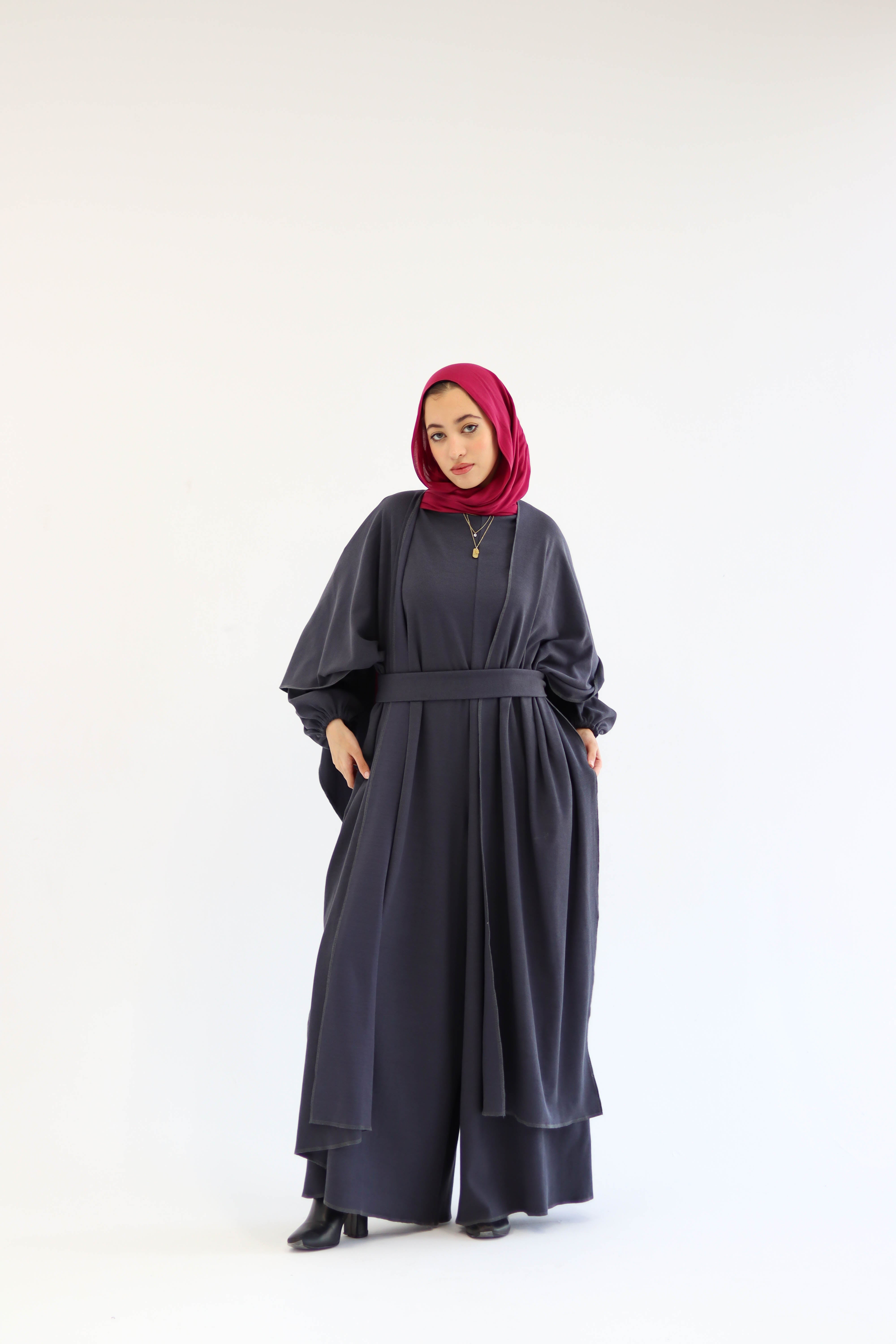 Asiia Set|Cape|Jumpsuit In Dark-Grey