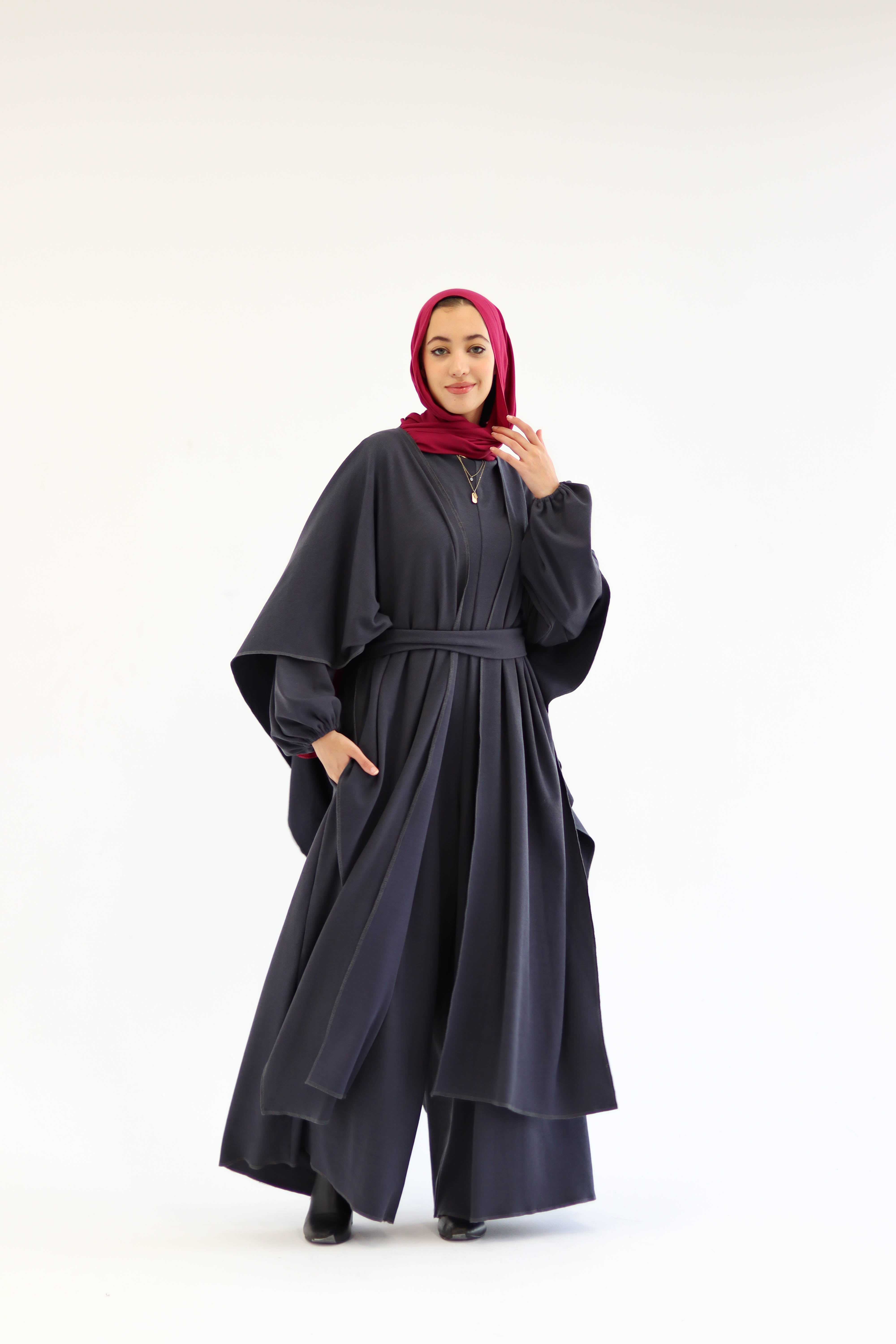 Asiia Set|Cape|Jumpsuit In Dark-Grey