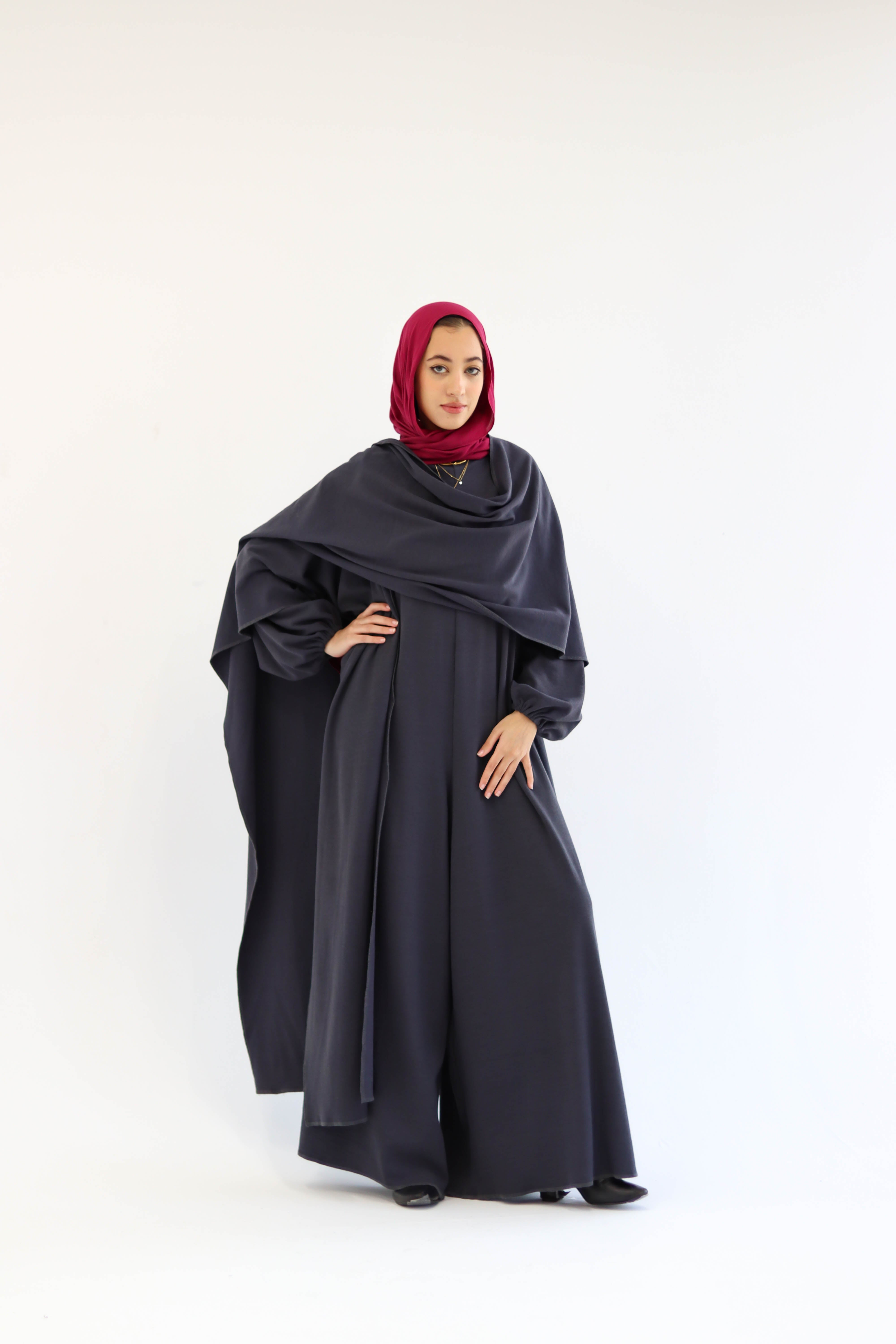 Asiia Set|Cape|Jumpsuit In Dark-Grey