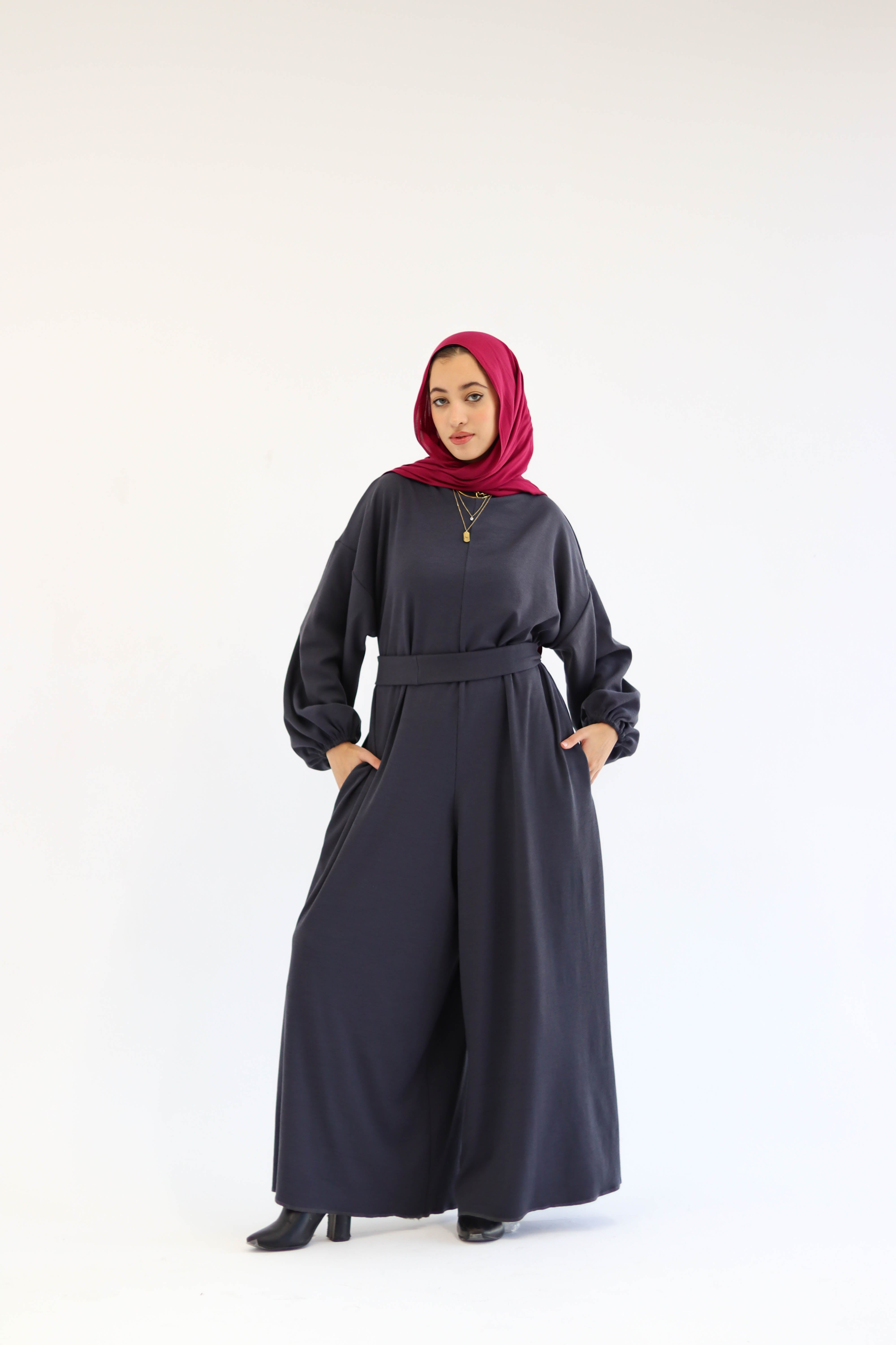 Asiia Set|Cape|Jumpsuit In Dark-Grey