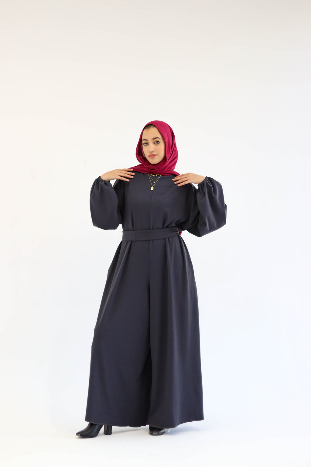 Asiia Set|Cape|Jumpsuit In Dark-Grey