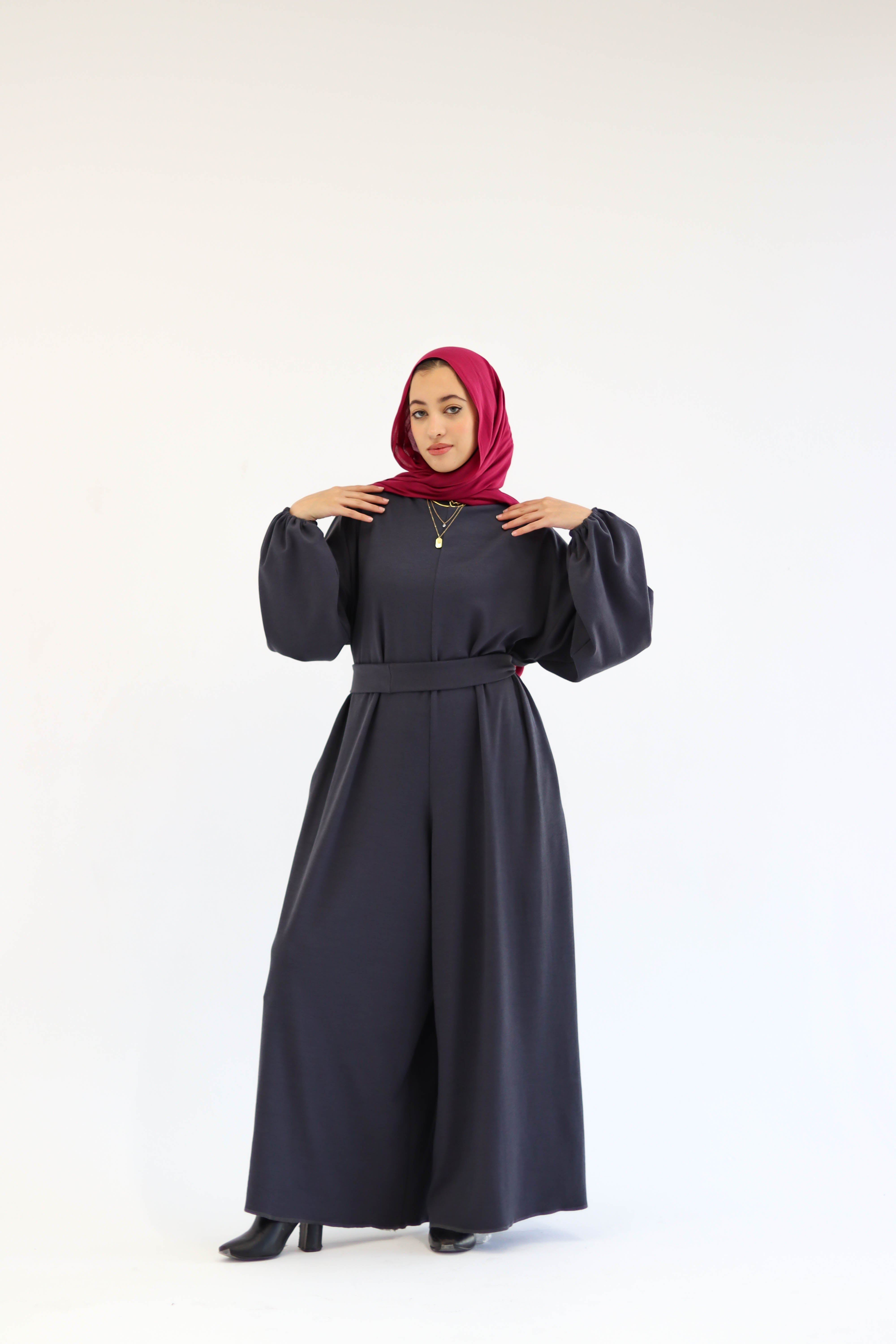 Asiia Set|Cape|Jumpsuit In Dark-Grey