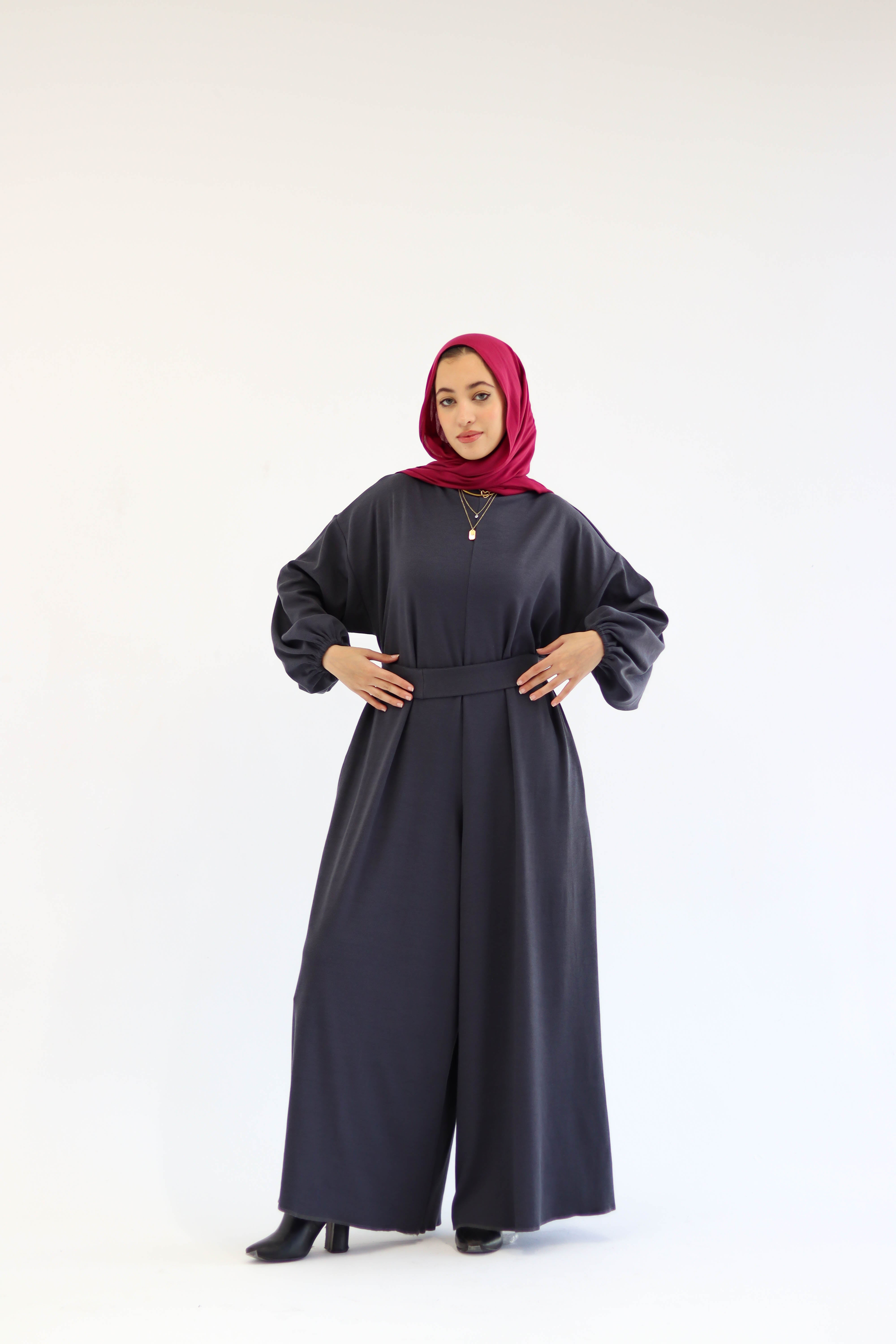 Asiia Set|Cape|Jumpsuit In Dark-Grey
