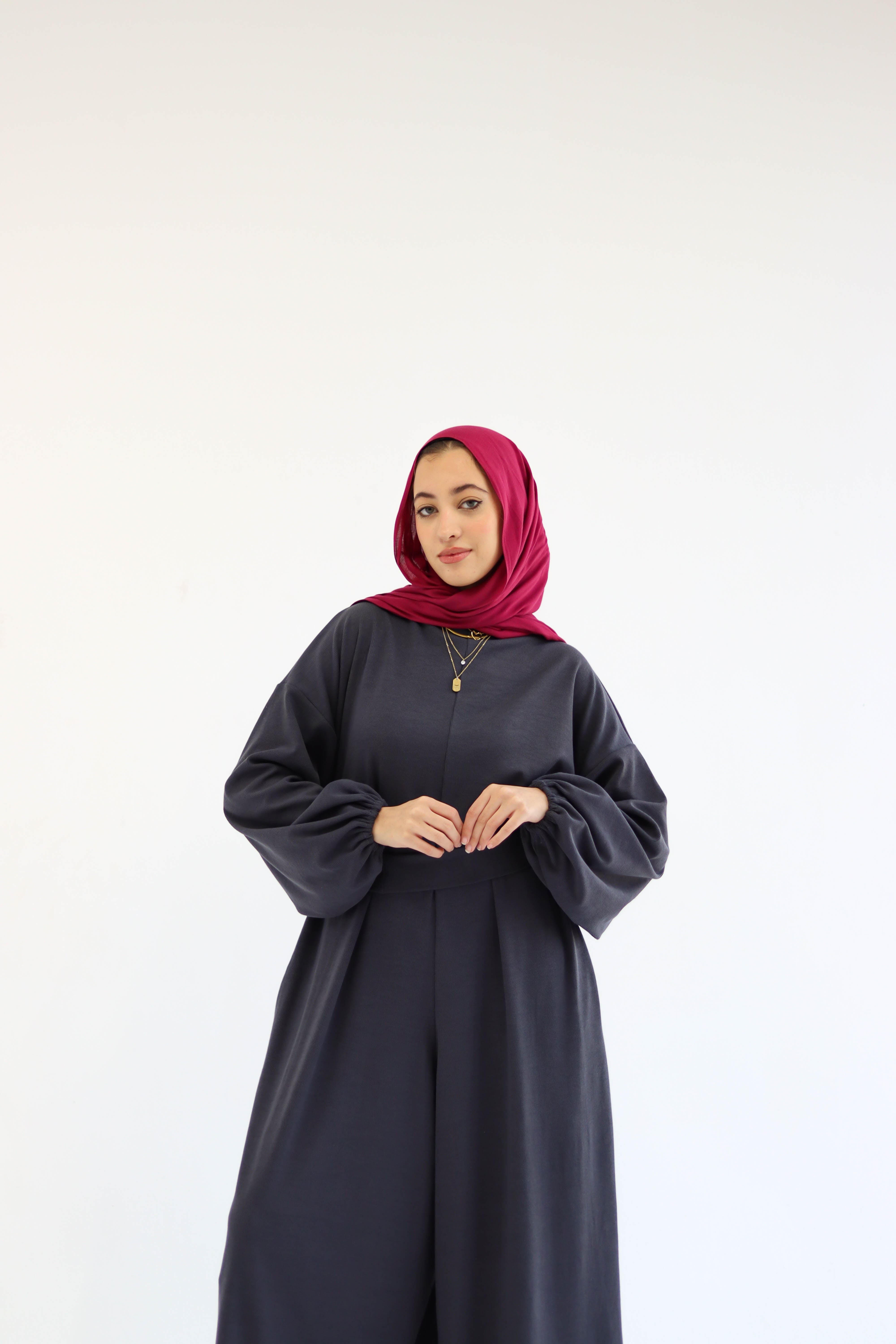 Asiia Set|Cape|Jumpsuit In Dark-Grey