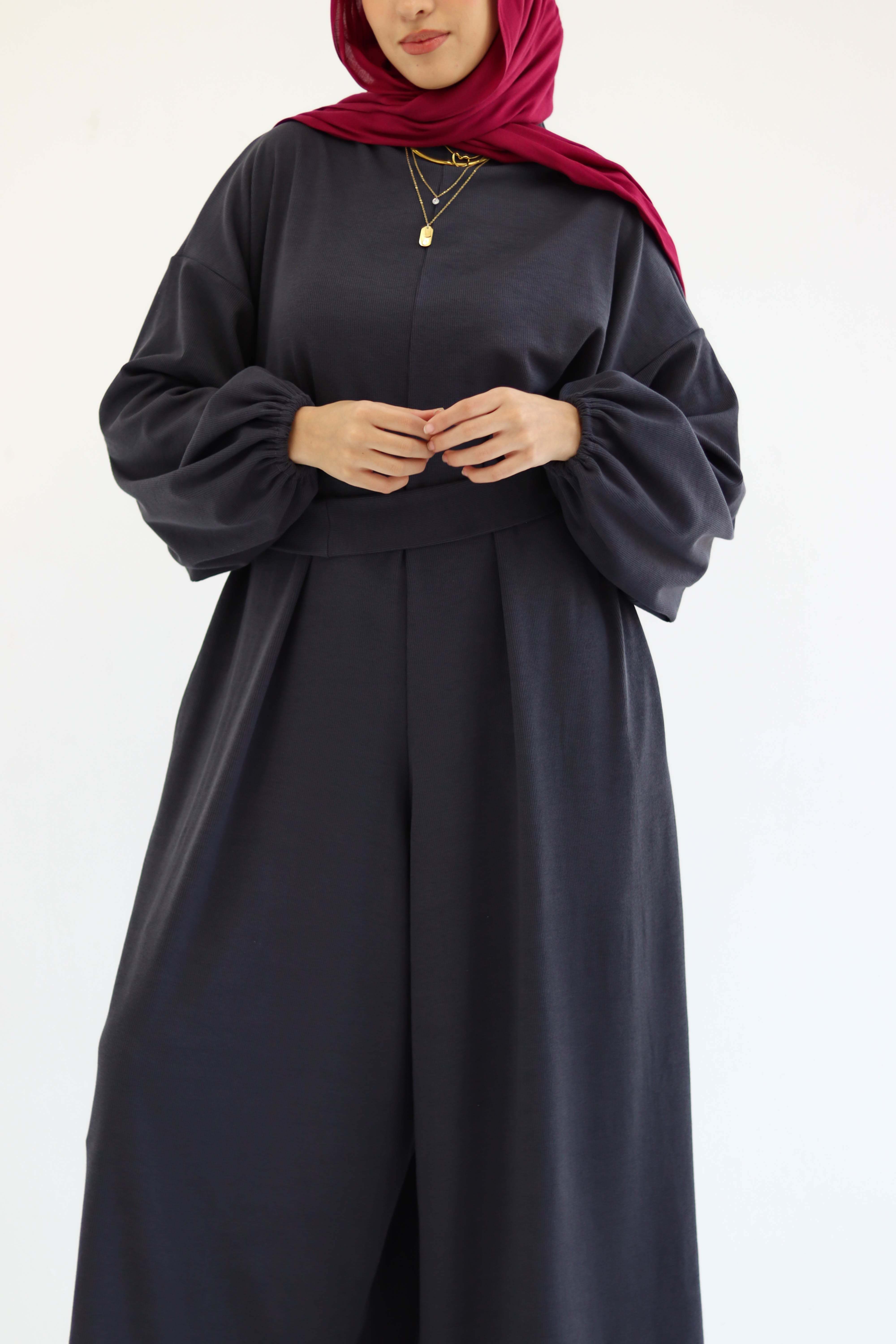 Asiia Set|Cape|Jumpsuit In Dark-Grey