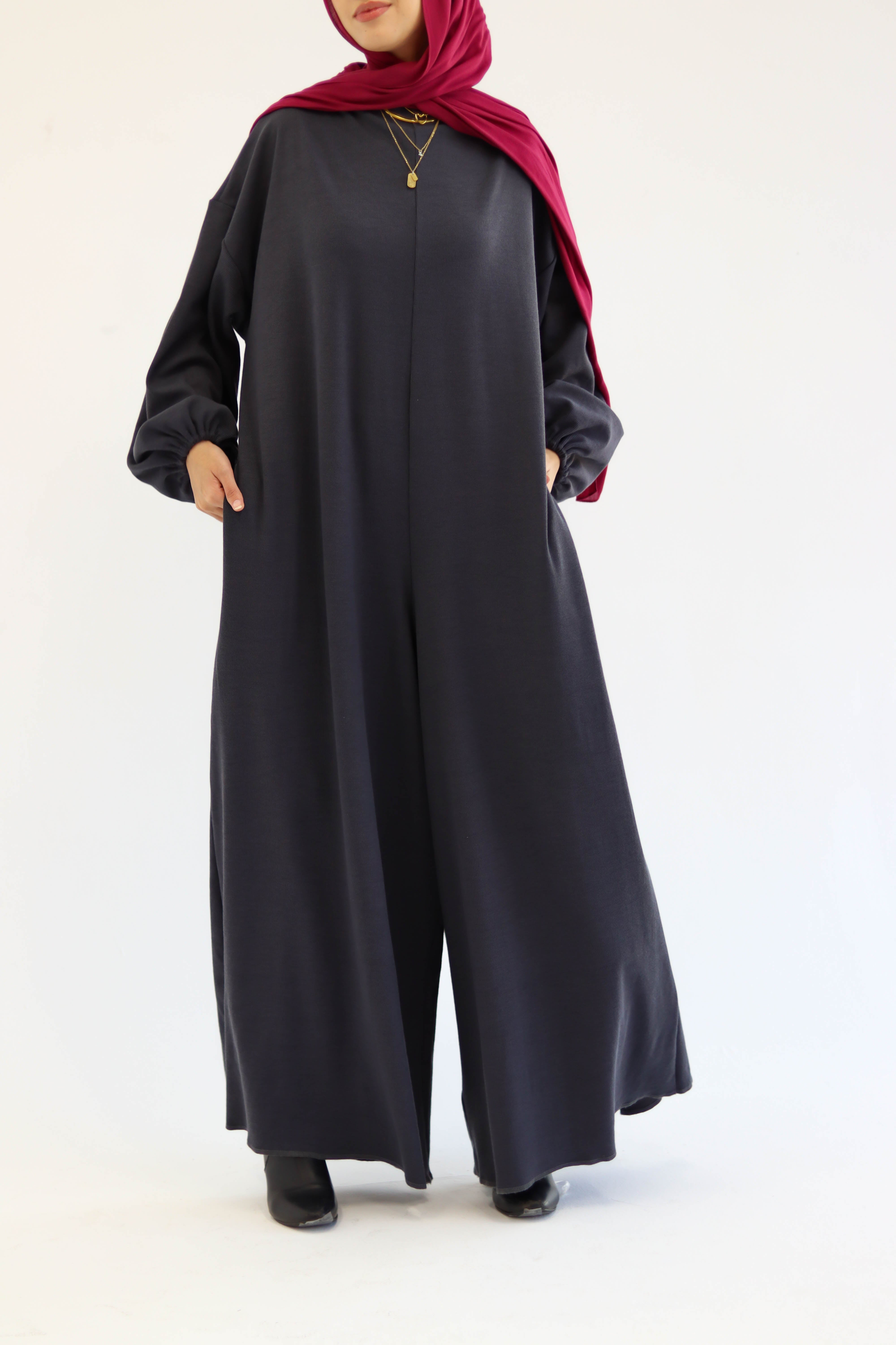 Asiia Set|Cape|Jumpsuit In Dark-Grey