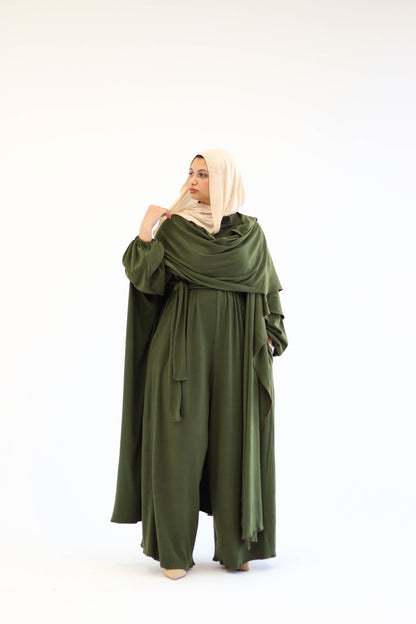 Asiia Set|Cape|Jumpsuit In Olive-Green
