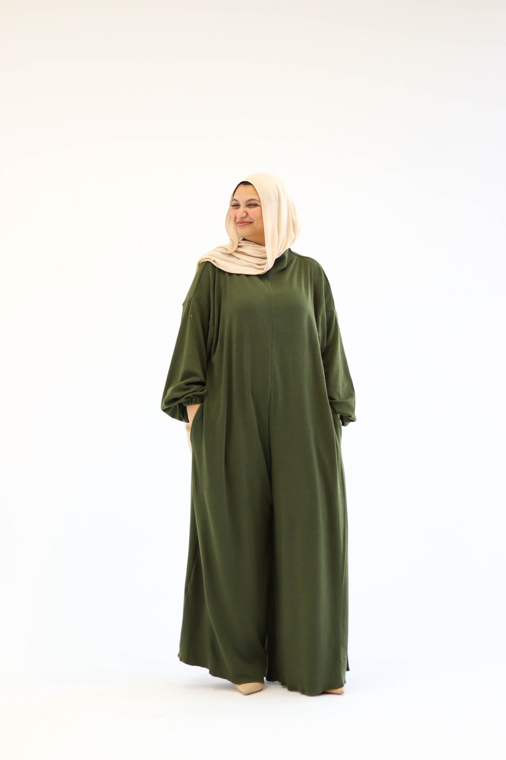 Asiia Set|Cape|Jumpsuit In Olive-Green