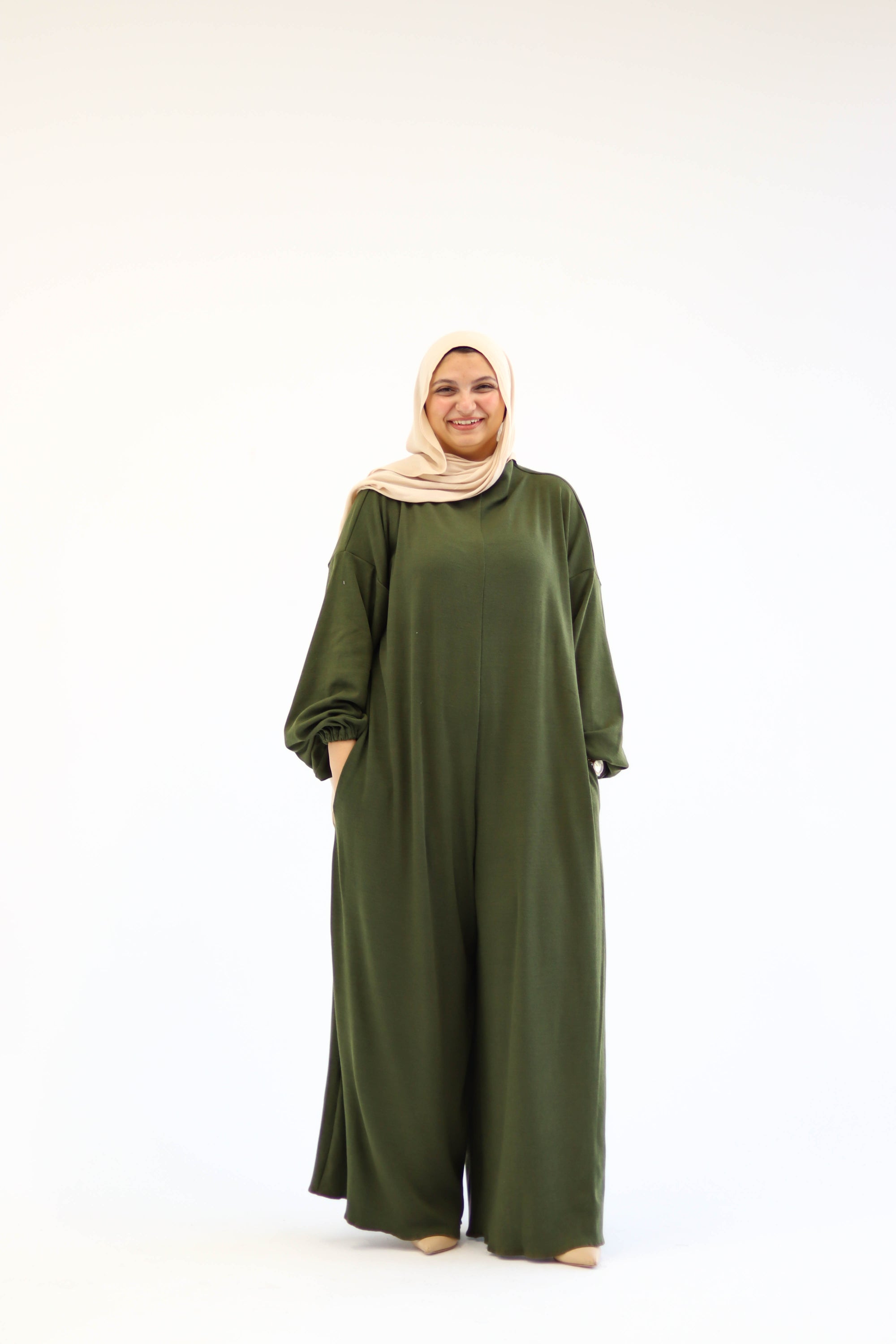 Asiia Set|Cape|Jumpsuit In Olive-Green