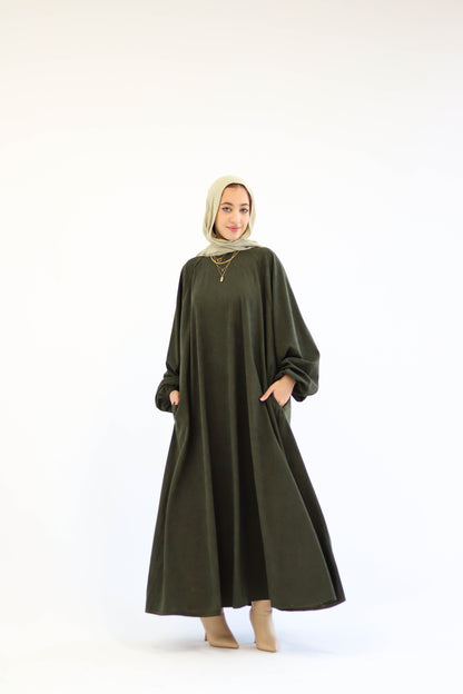 Folloria Dress In Olive-Green