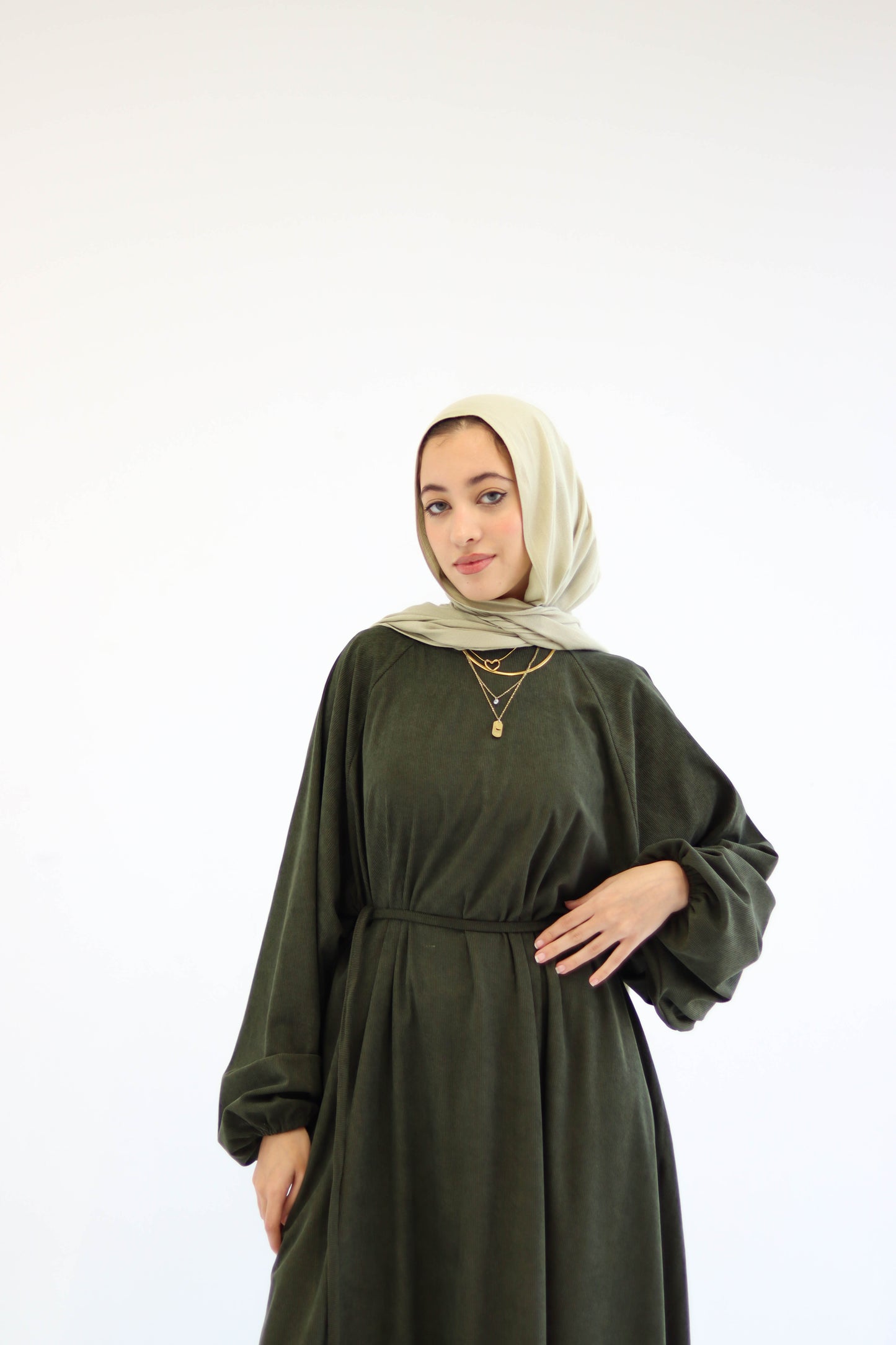Folloria Dress In Olive-Green