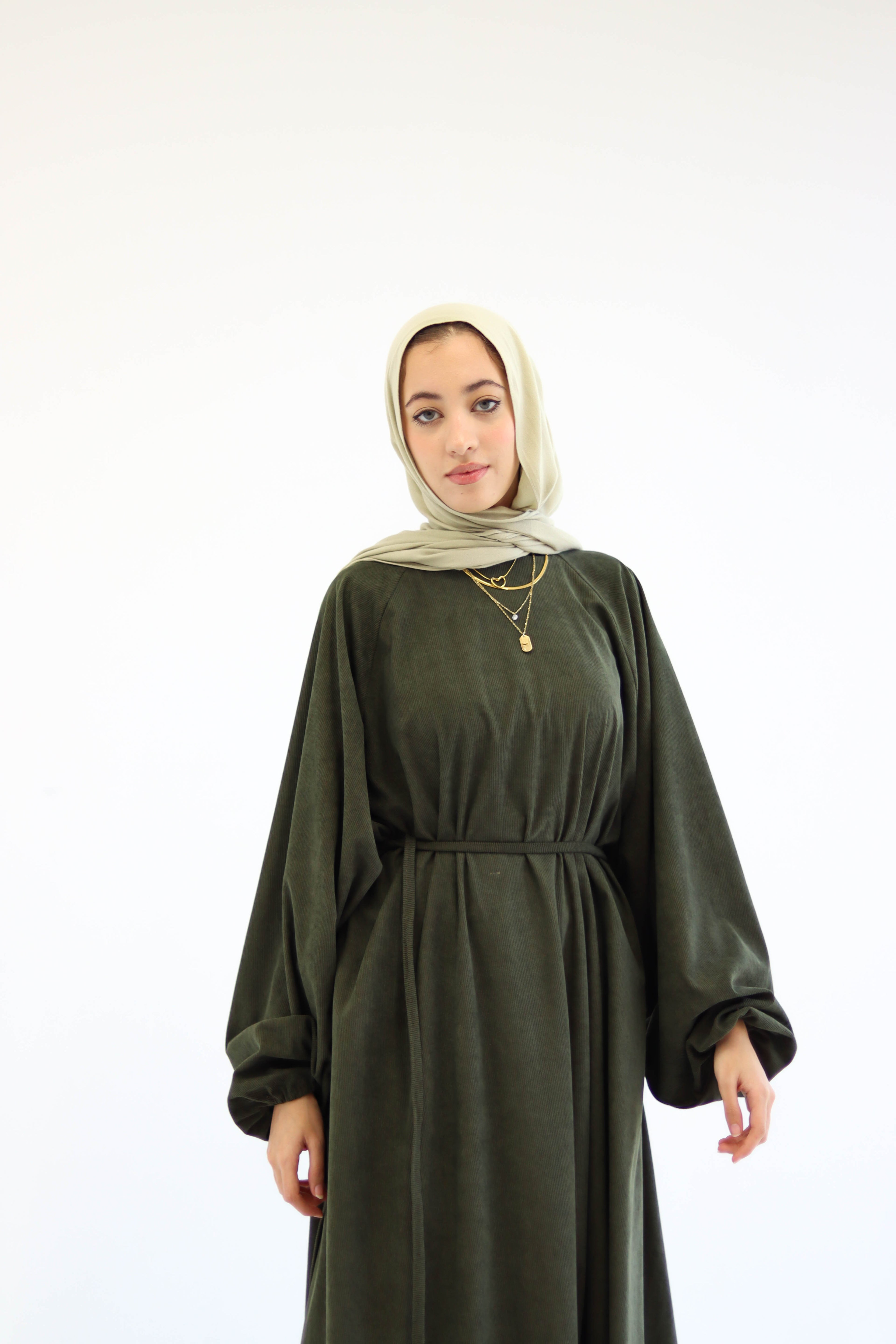 Folloria Dress In Olive-Green