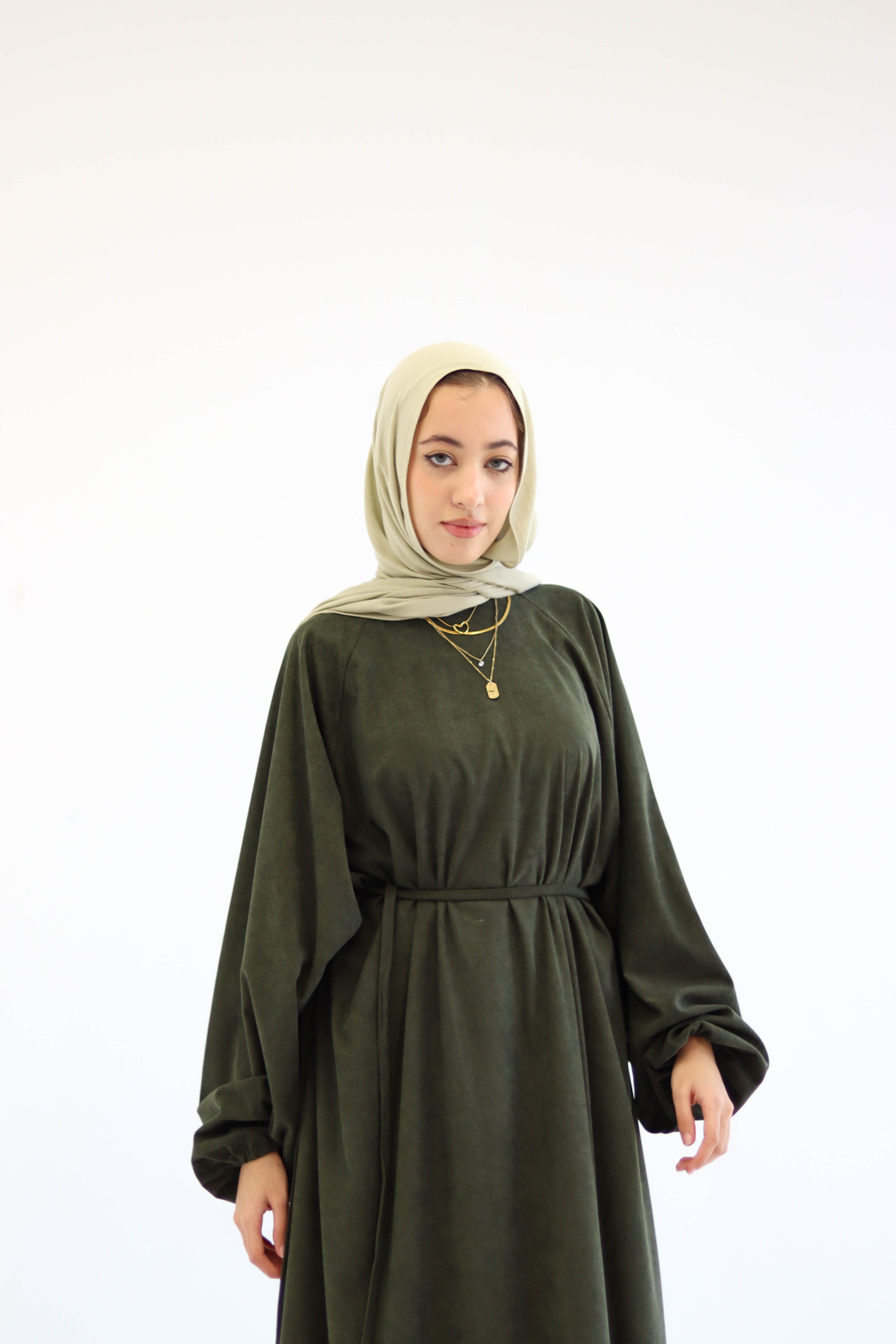 Folloria Dress In Olive-Green
