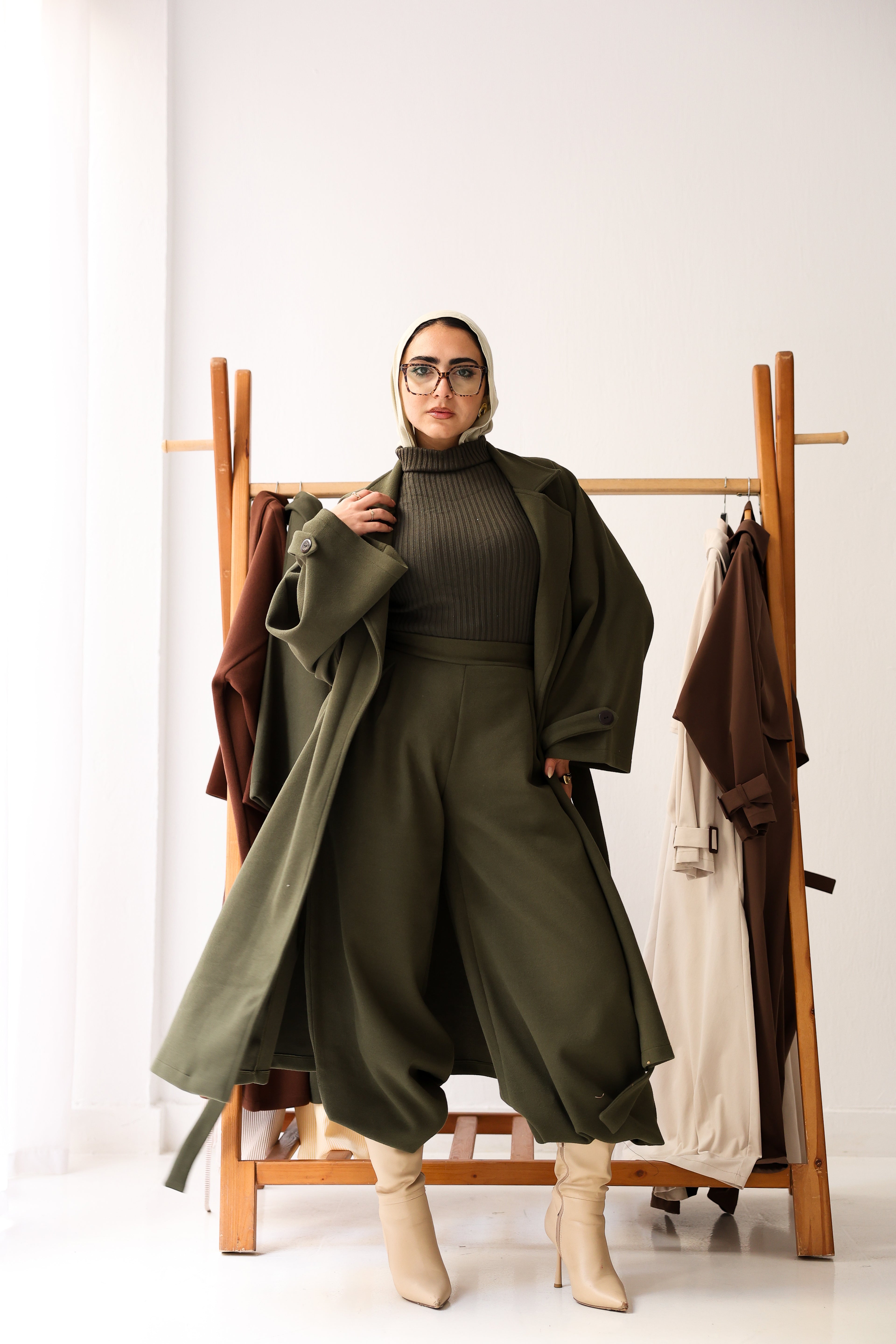 Eloria Coat In Olive-Green