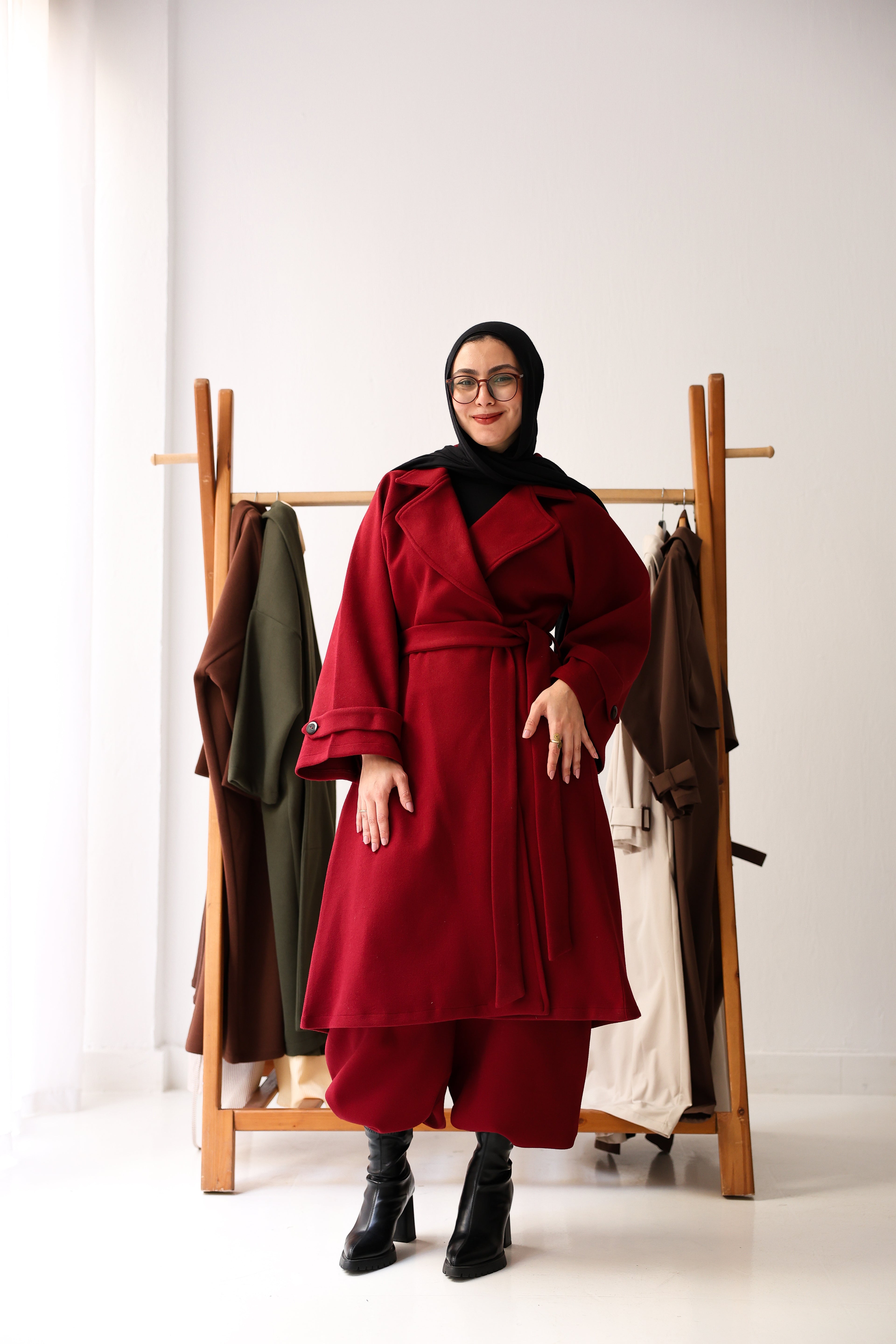Eloria Coat In Burgundy