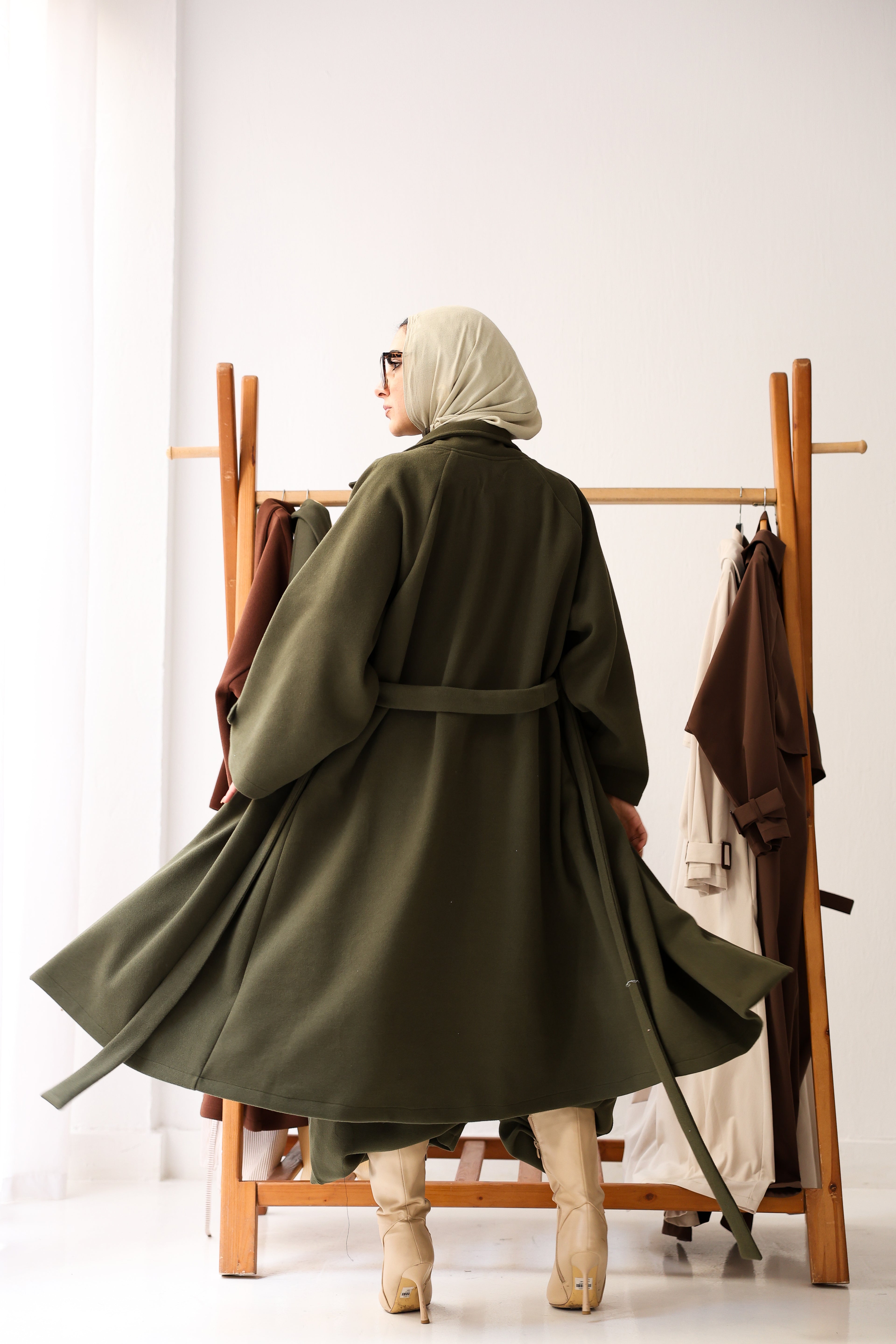 Eloria Coat In Olive-Green