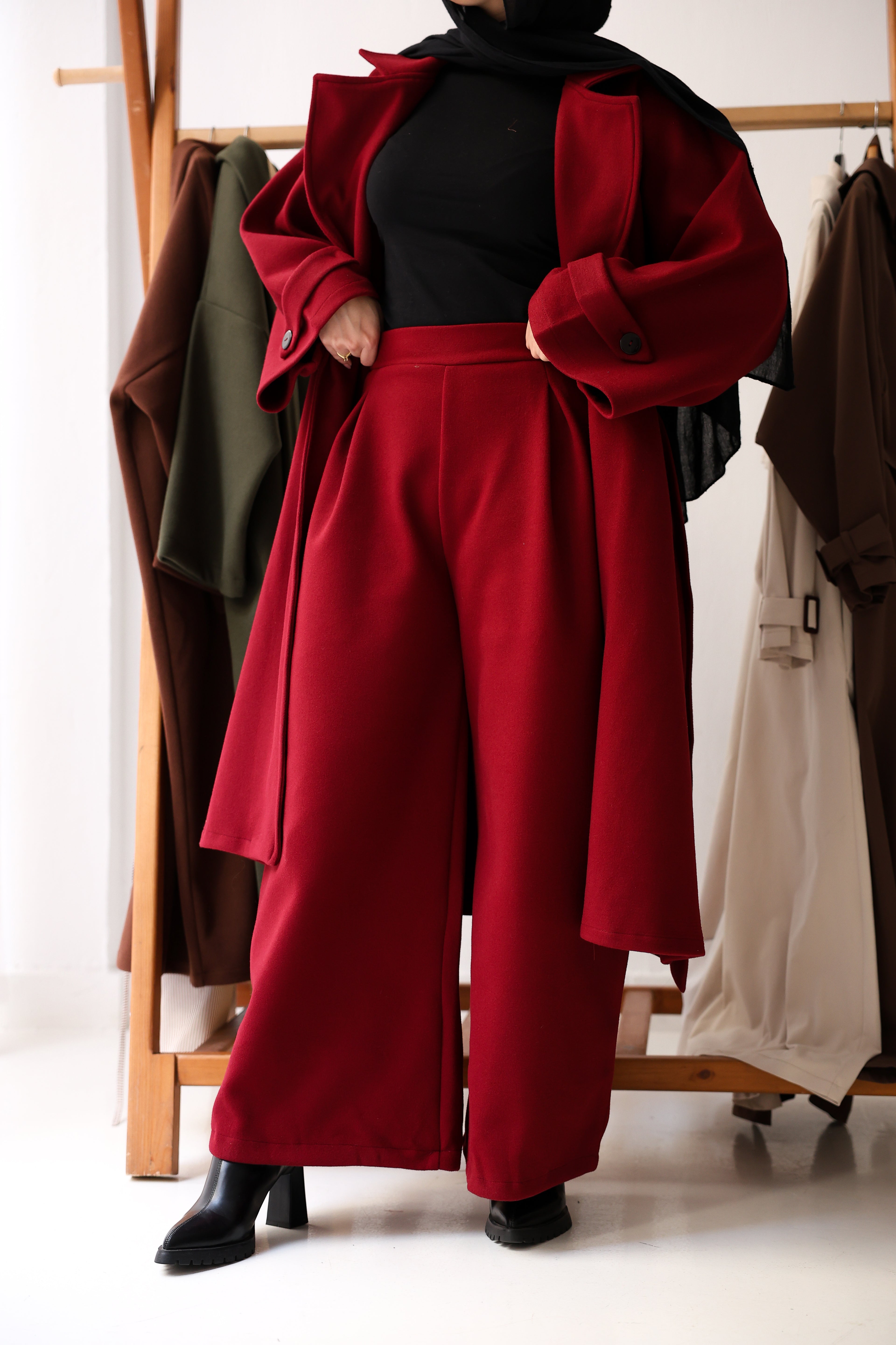 Eloria Coat In Burgundy