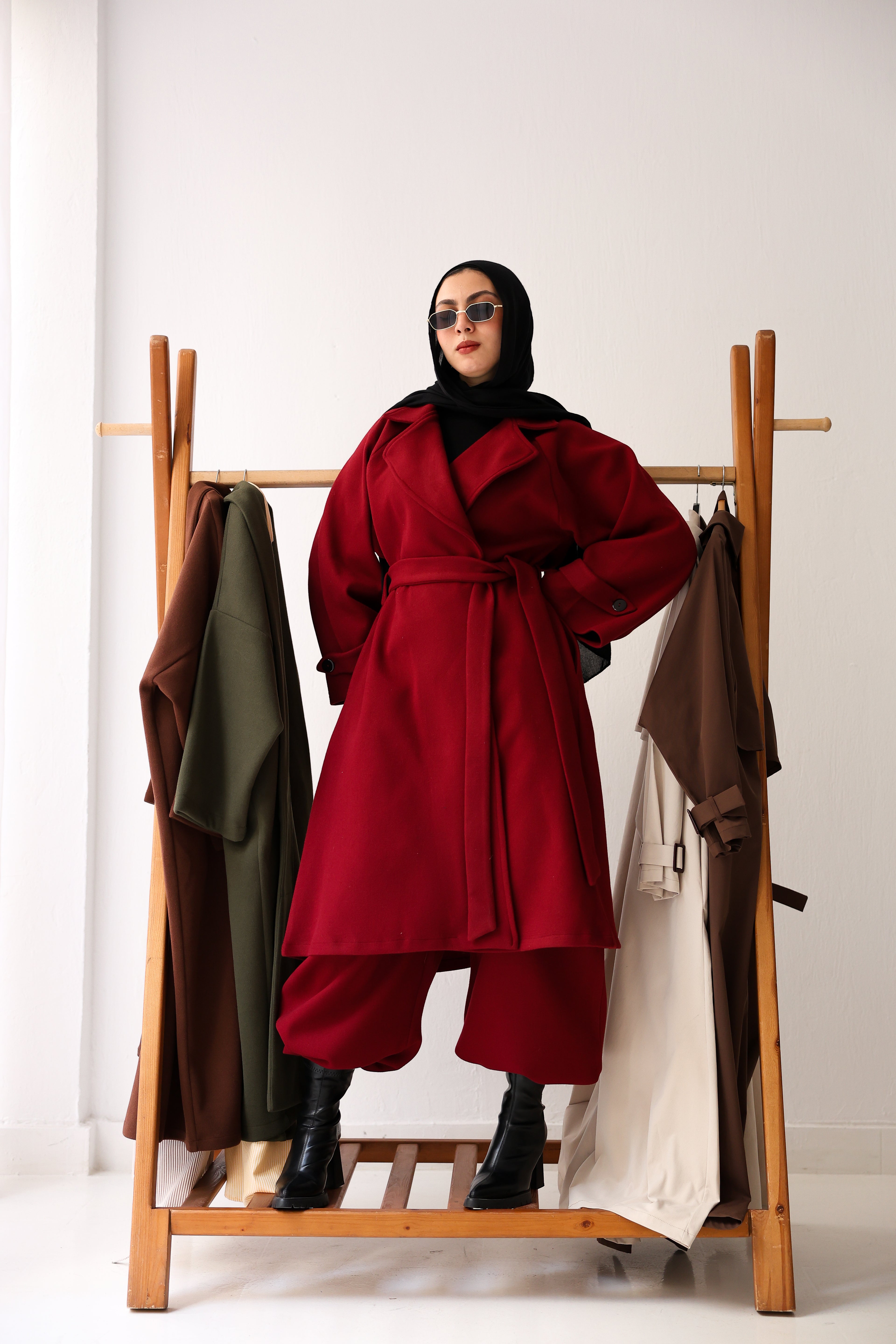 Eloria Coat In Burgundy